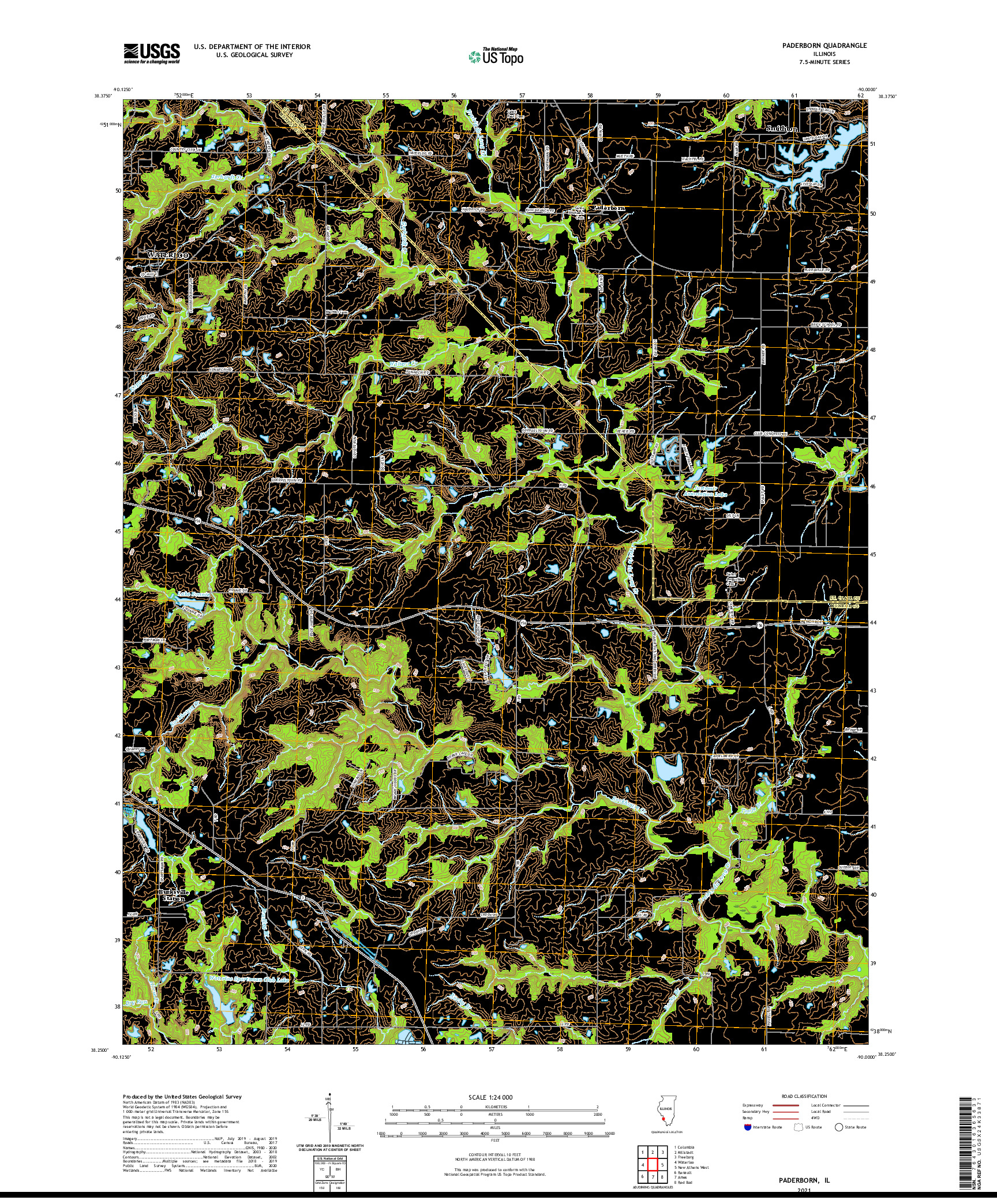 USGS US TOPO 7.5-MINUTE MAP FOR PADERBORN, IL 2021