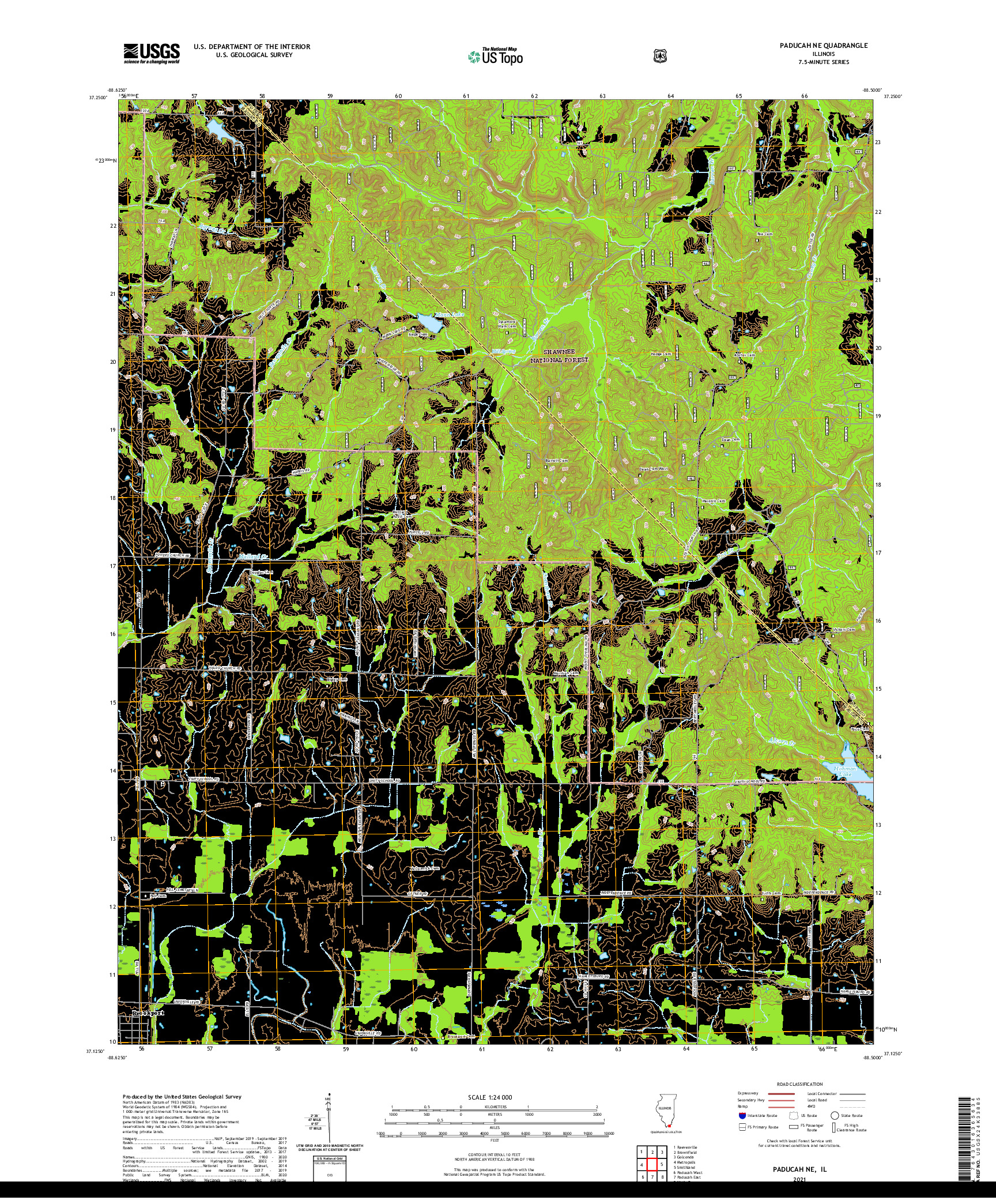 USGS US TOPO 7.5-MINUTE MAP FOR PADUCAH NE, IL 2021