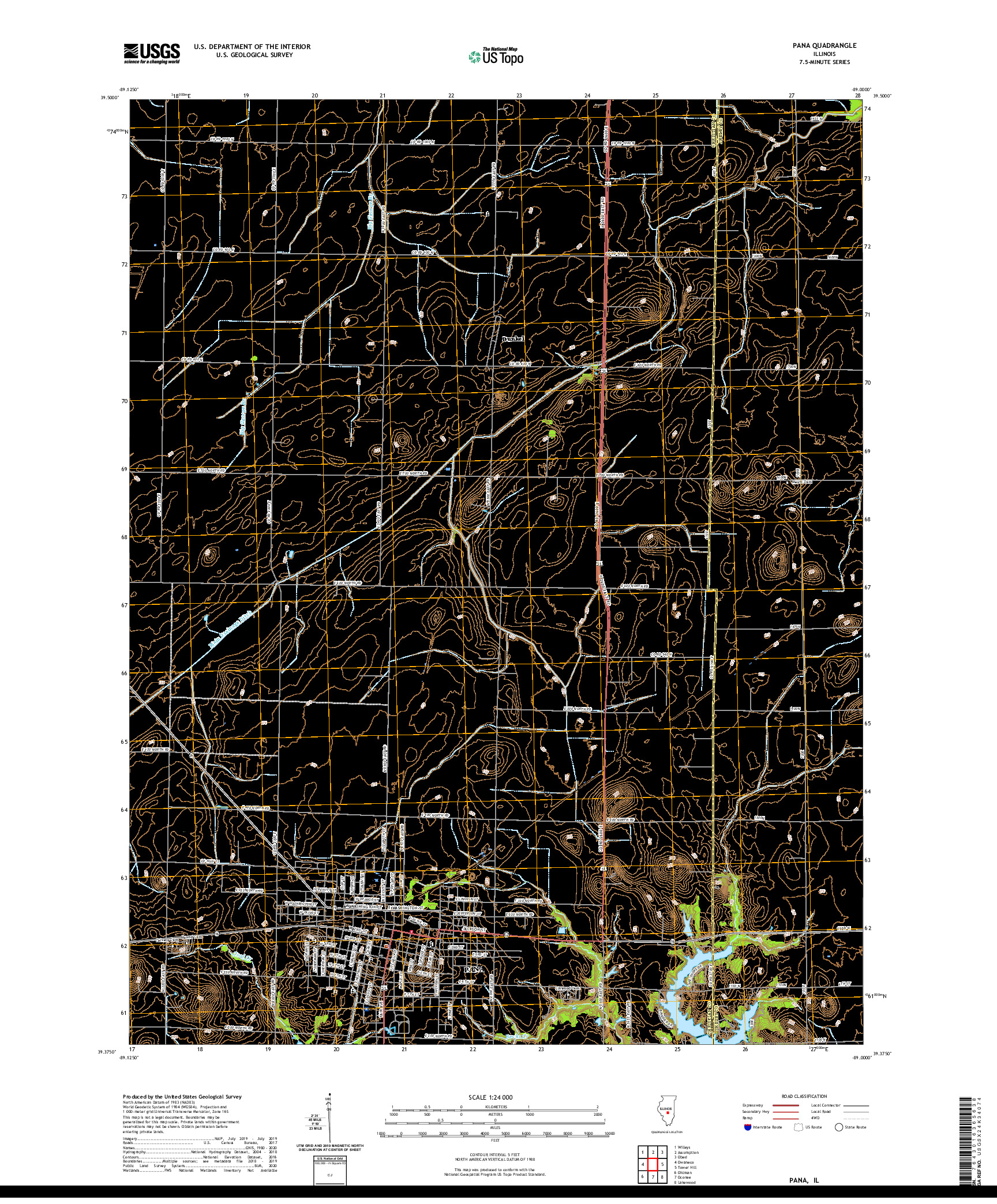 USGS US TOPO 7.5-MINUTE MAP FOR PANA, IL 2021