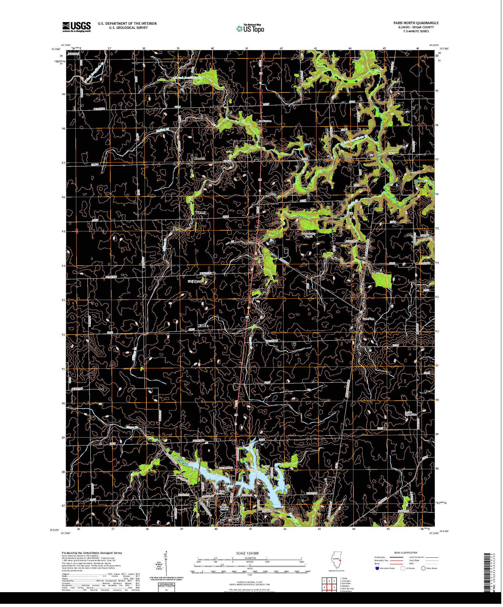 USGS US TOPO 7.5-MINUTE MAP FOR PARIS NORTH, IL 2021