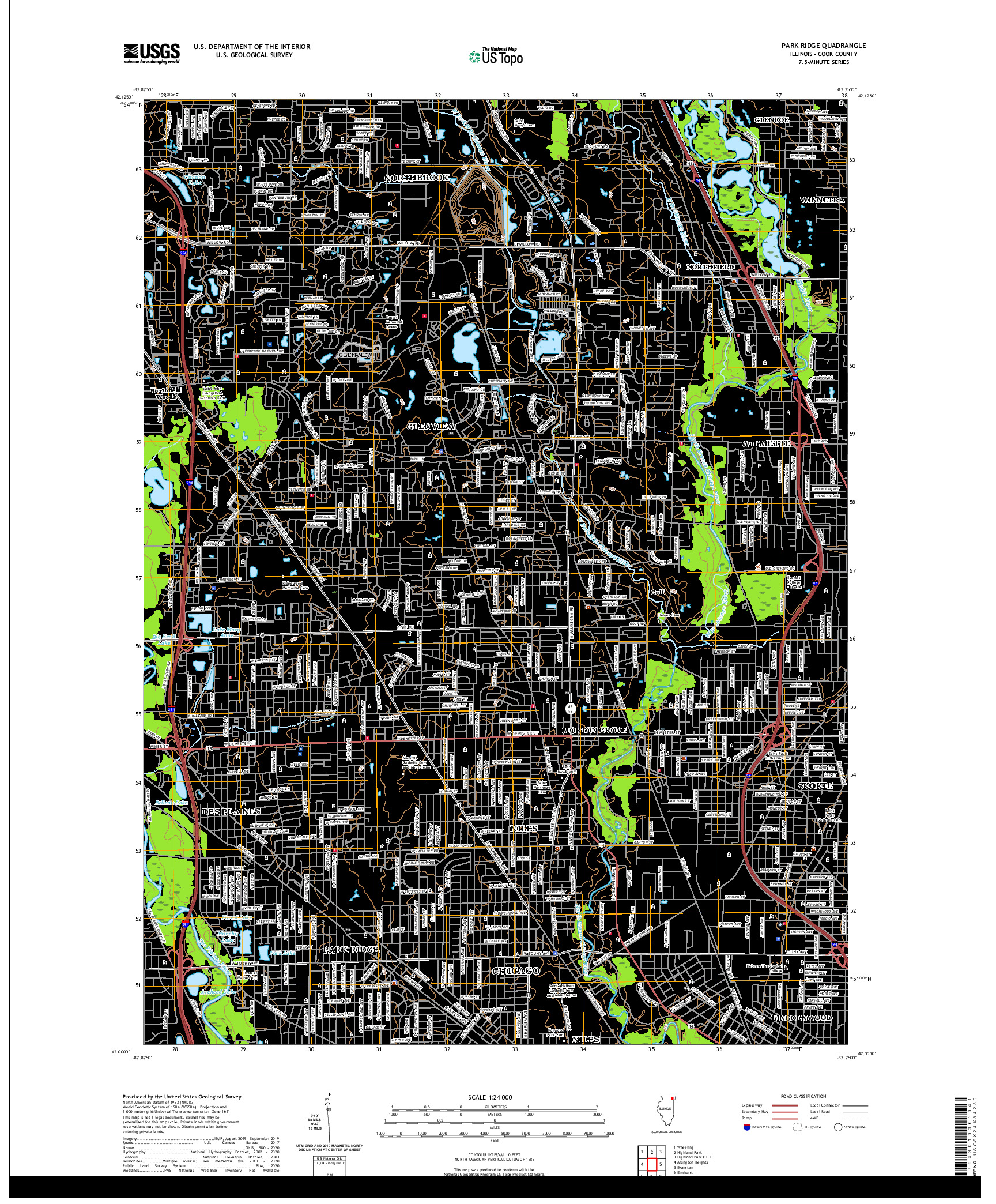 USGS US TOPO 7.5-MINUTE MAP FOR PARK RIDGE, IL 2021