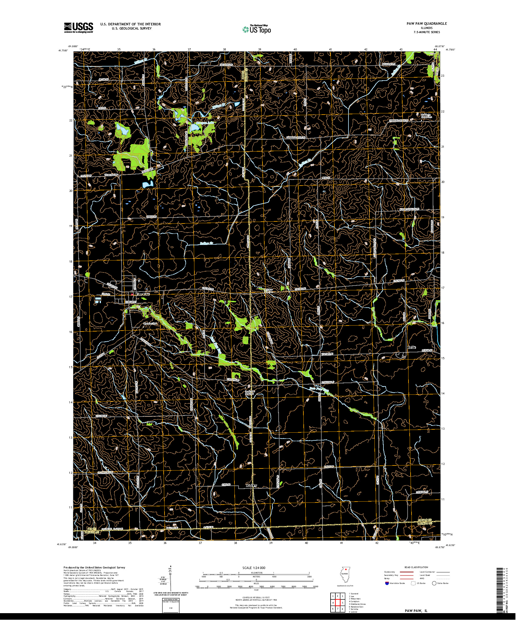 USGS US TOPO 7.5-MINUTE MAP FOR PAW PAW, IL 2021