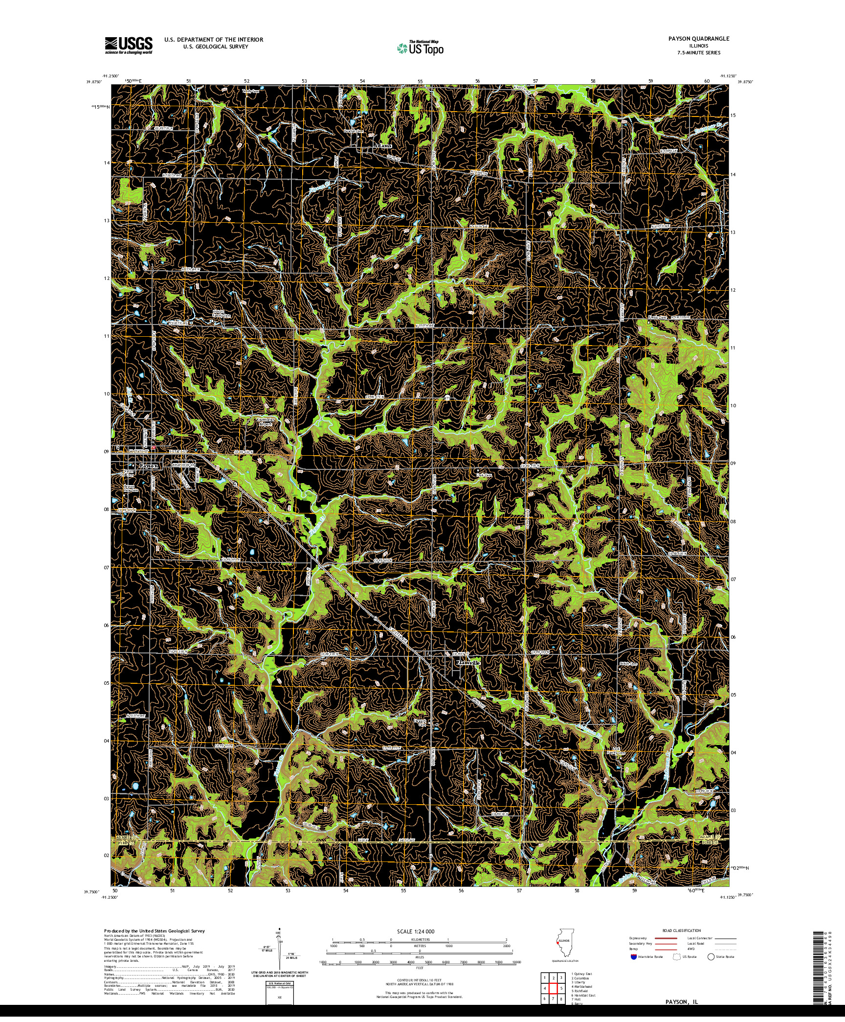 USGS US TOPO 7.5-MINUTE MAP FOR PAYSON, IL 2021