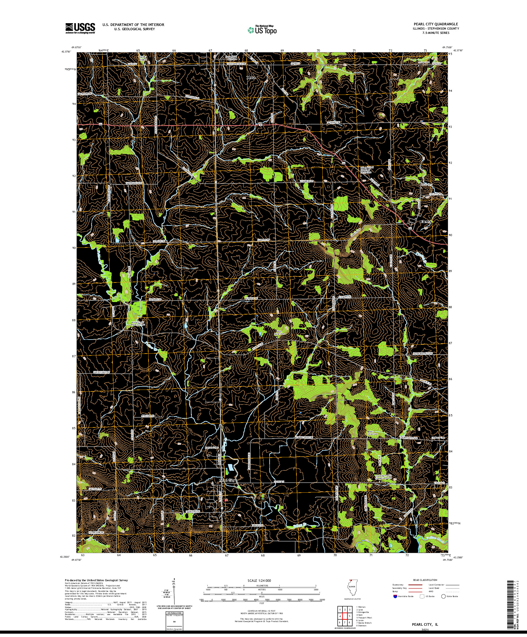 USGS US TOPO 7.5-MINUTE MAP FOR PEARL CITY, IL 2021