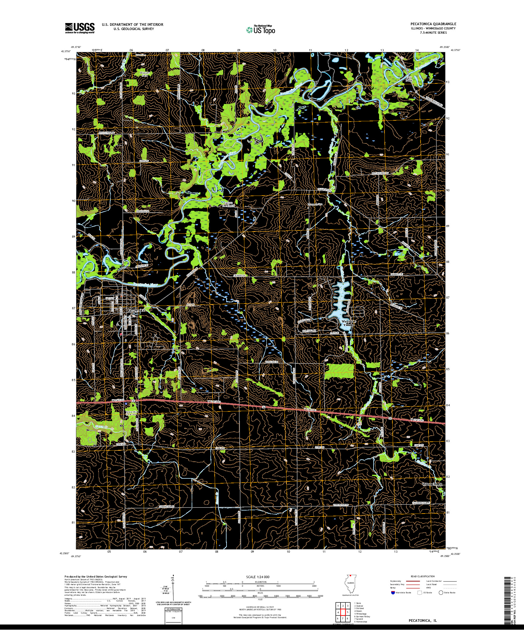 USGS US TOPO 7.5-MINUTE MAP FOR PECATONICA, IL 2021