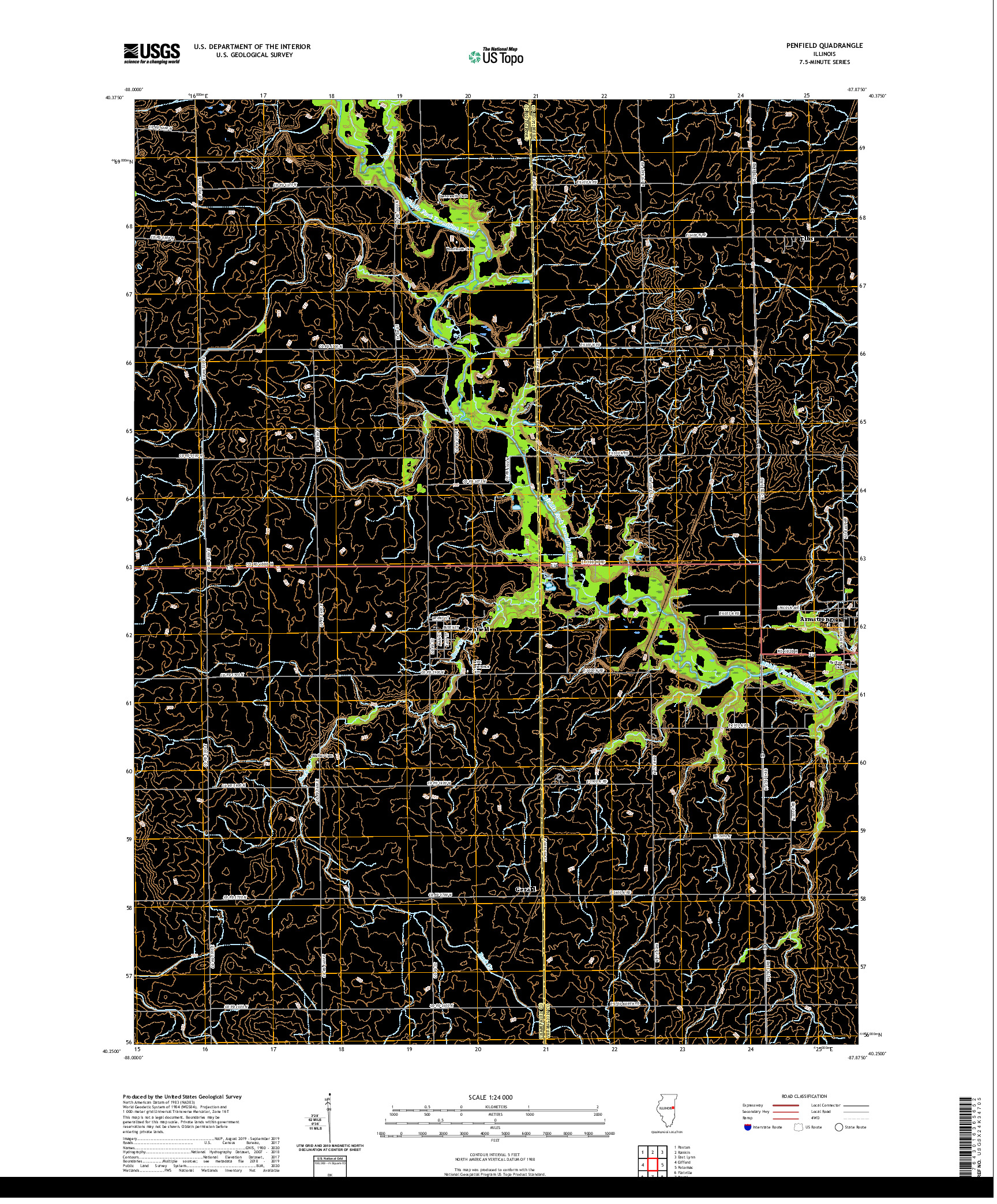 USGS US TOPO 7.5-MINUTE MAP FOR PENFIELD, IL 2021