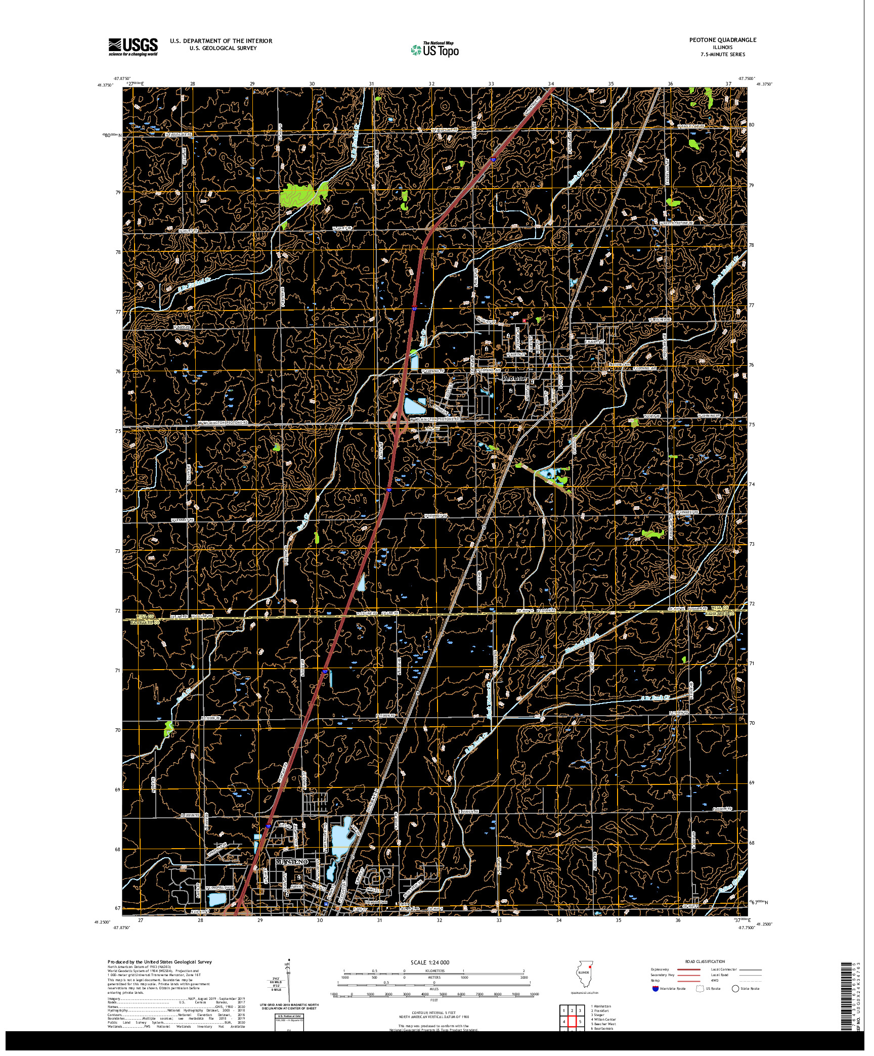 USGS US TOPO 7.5-MINUTE MAP FOR PEOTONE, IL 2021