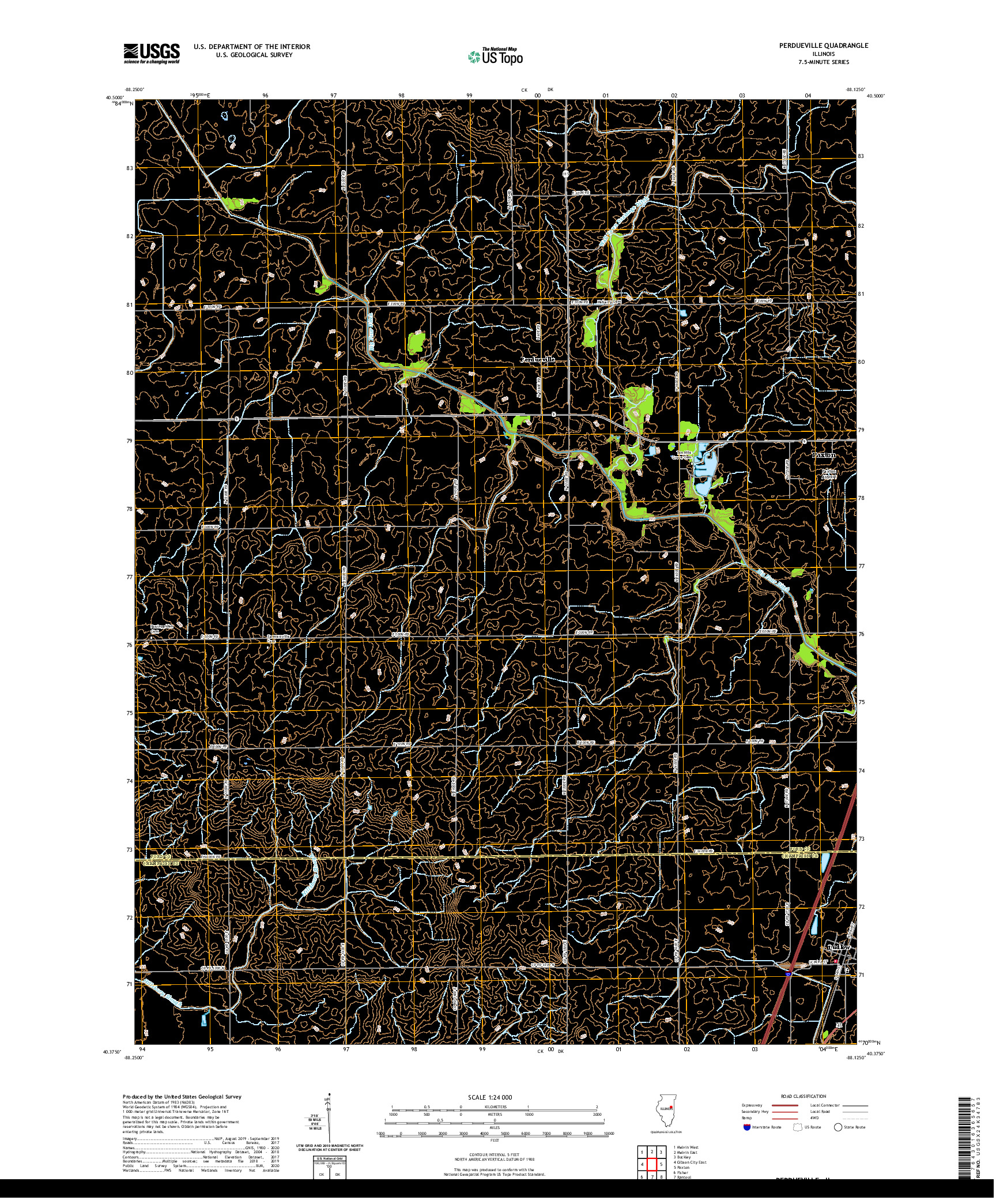USGS US TOPO 7.5-MINUTE MAP FOR PERDUEVILLE, IL 2021