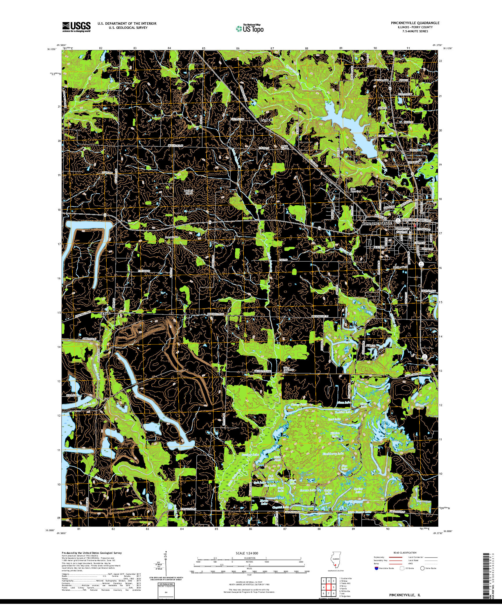 USGS US TOPO 7.5-MINUTE MAP FOR PINCKNEYVILLE, IL 2021