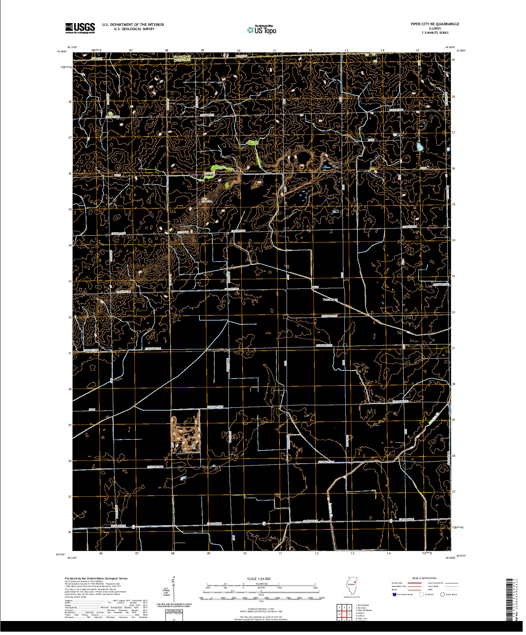 USGS US TOPO 7.5-MINUTE MAP FOR PIPER CITY NE, IL 2021