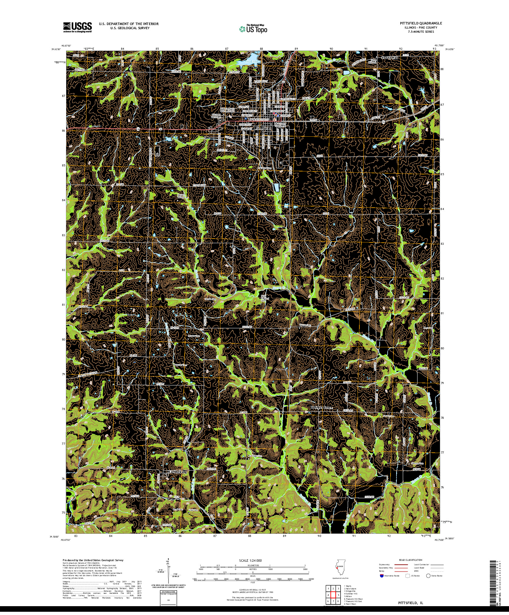 USGS US TOPO 7.5-MINUTE MAP FOR PITTSFIELD, IL 2021