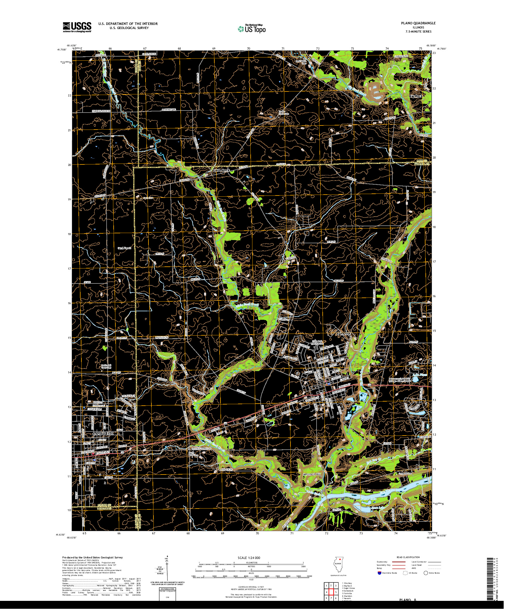 USGS US TOPO 7.5-MINUTE MAP FOR PLANO, IL 2021