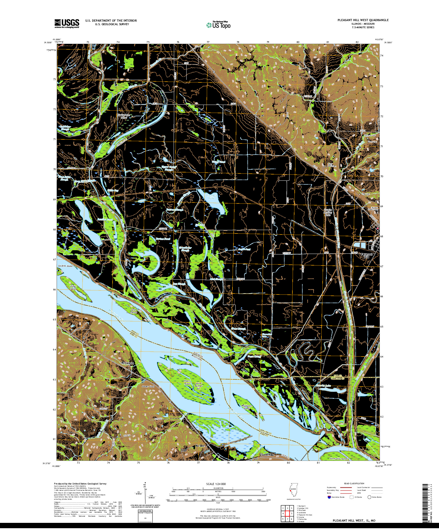 USGS US TOPO 7.5-MINUTE MAP FOR PLEASANT HILL WEST, IL,MO 2021