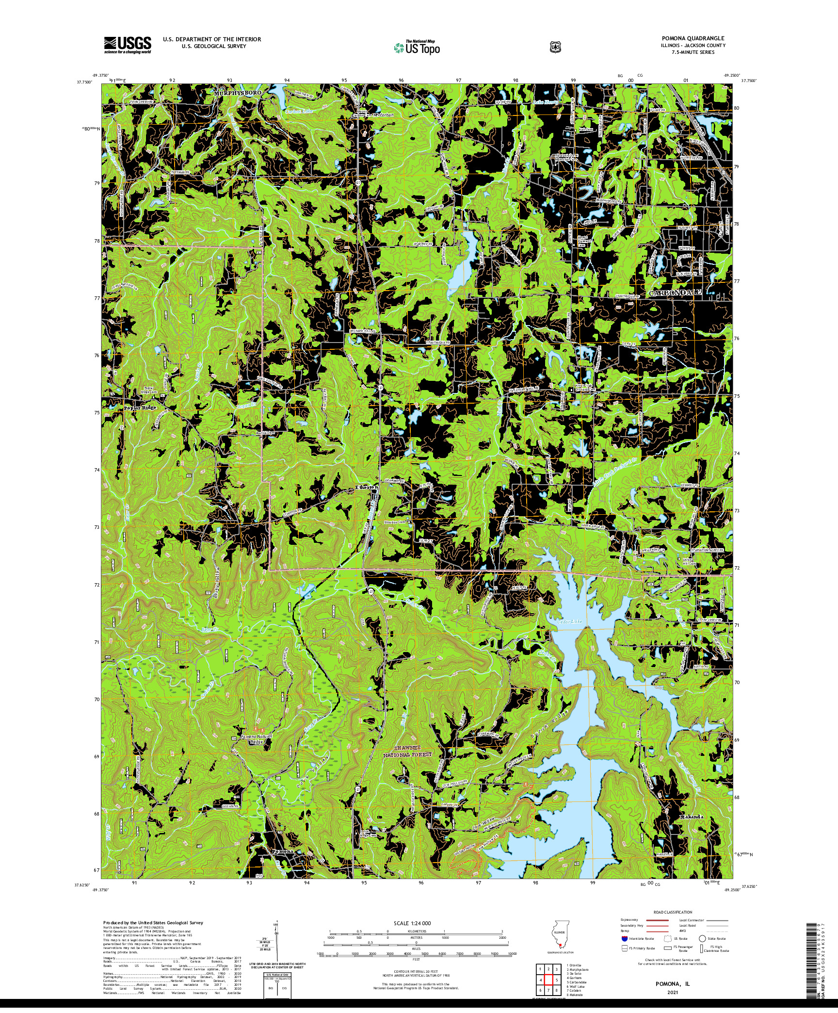USGS US TOPO 7.5-MINUTE MAP FOR POMONA, IL 2021