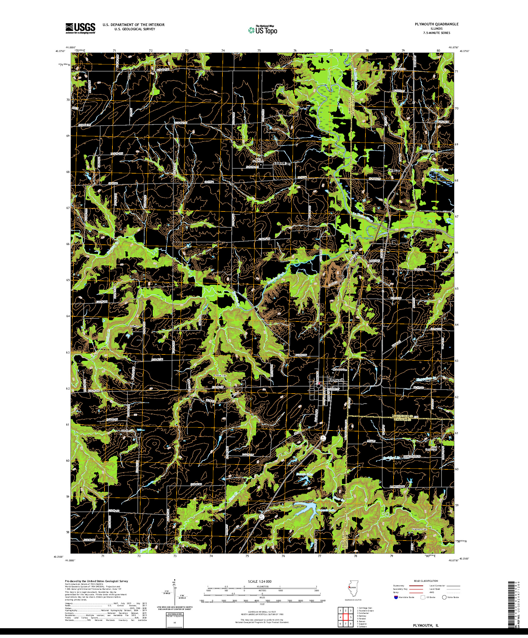 USGS US TOPO 7.5-MINUTE MAP FOR PLYMOUTH, IL 2021