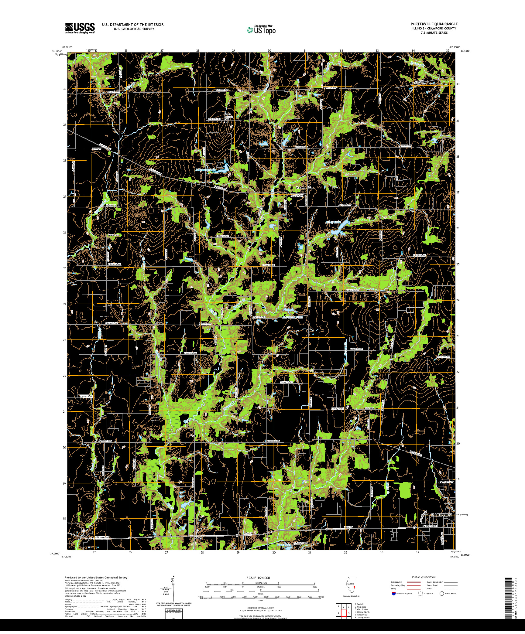 USGS US TOPO 7.5-MINUTE MAP FOR PORTERVILLE, IL 2021