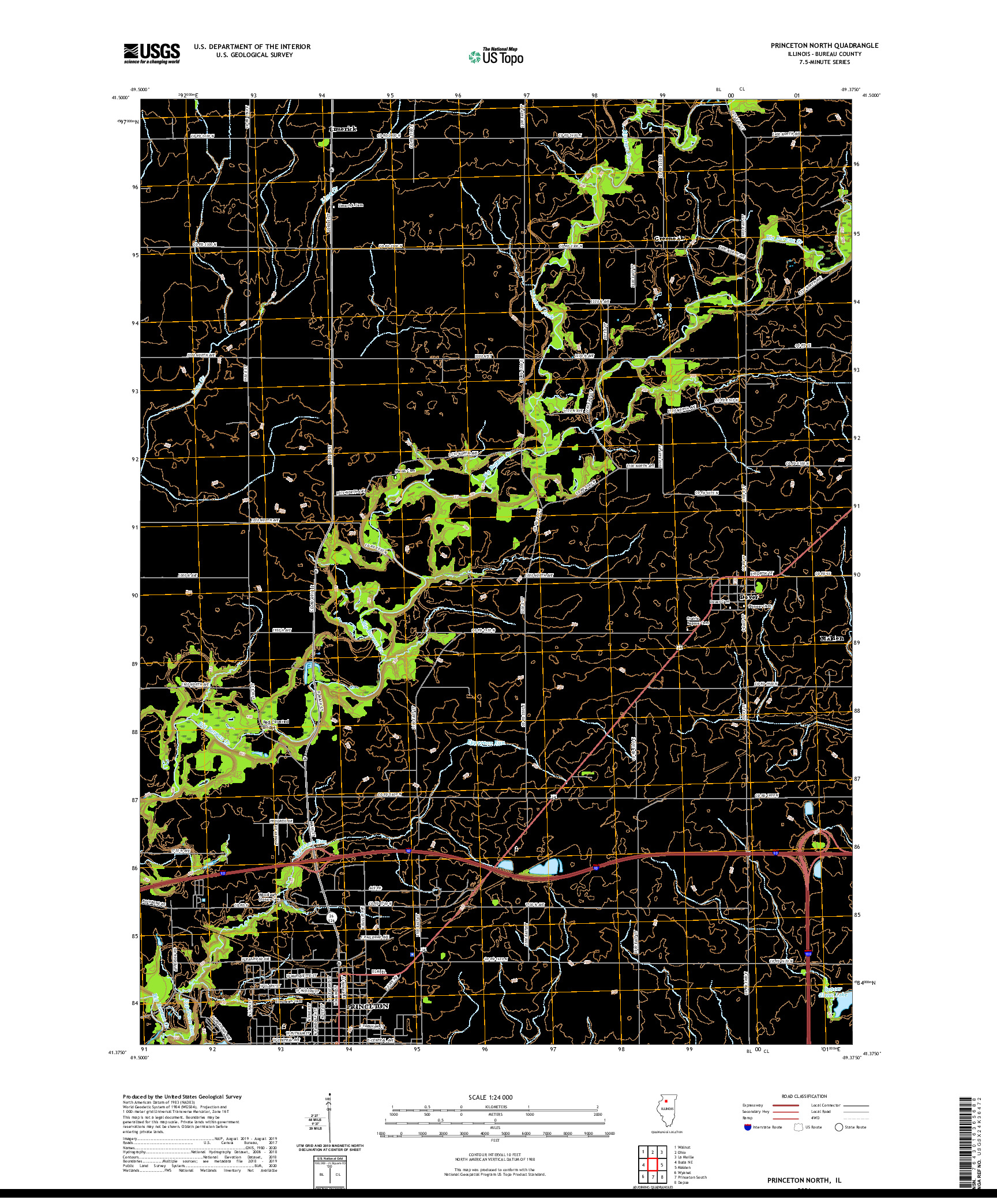 USGS US TOPO 7.5-MINUTE MAP FOR PRINCETON NORTH, IL 2021