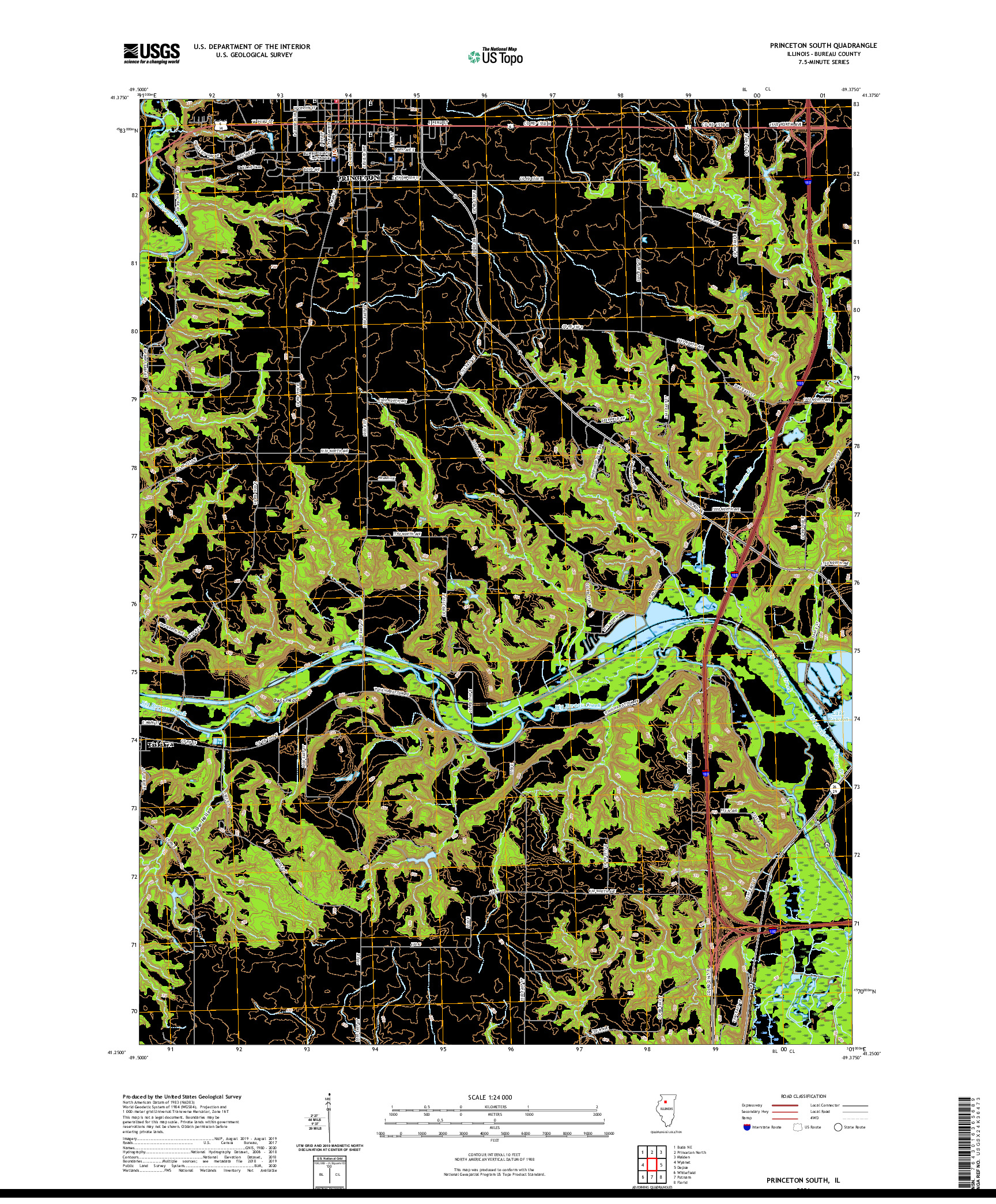 USGS US TOPO 7.5-MINUTE MAP FOR PRINCETON SOUTH, IL 2021