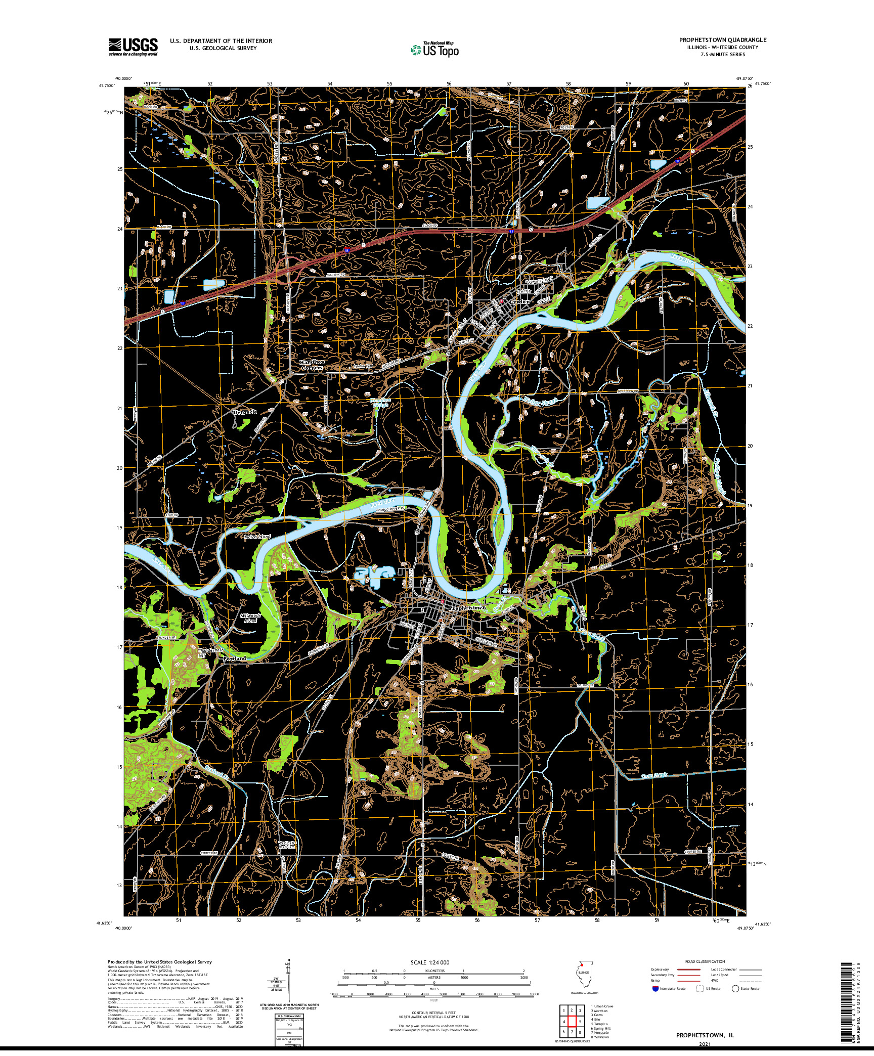 USGS US TOPO 7.5-MINUTE MAP FOR PROPHETSTOWN, IL 2021