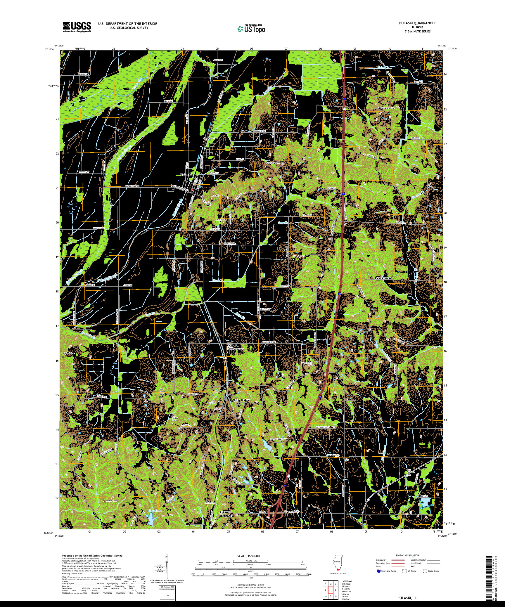 USGS US TOPO 7.5-MINUTE MAP FOR PULASKI, IL 2021