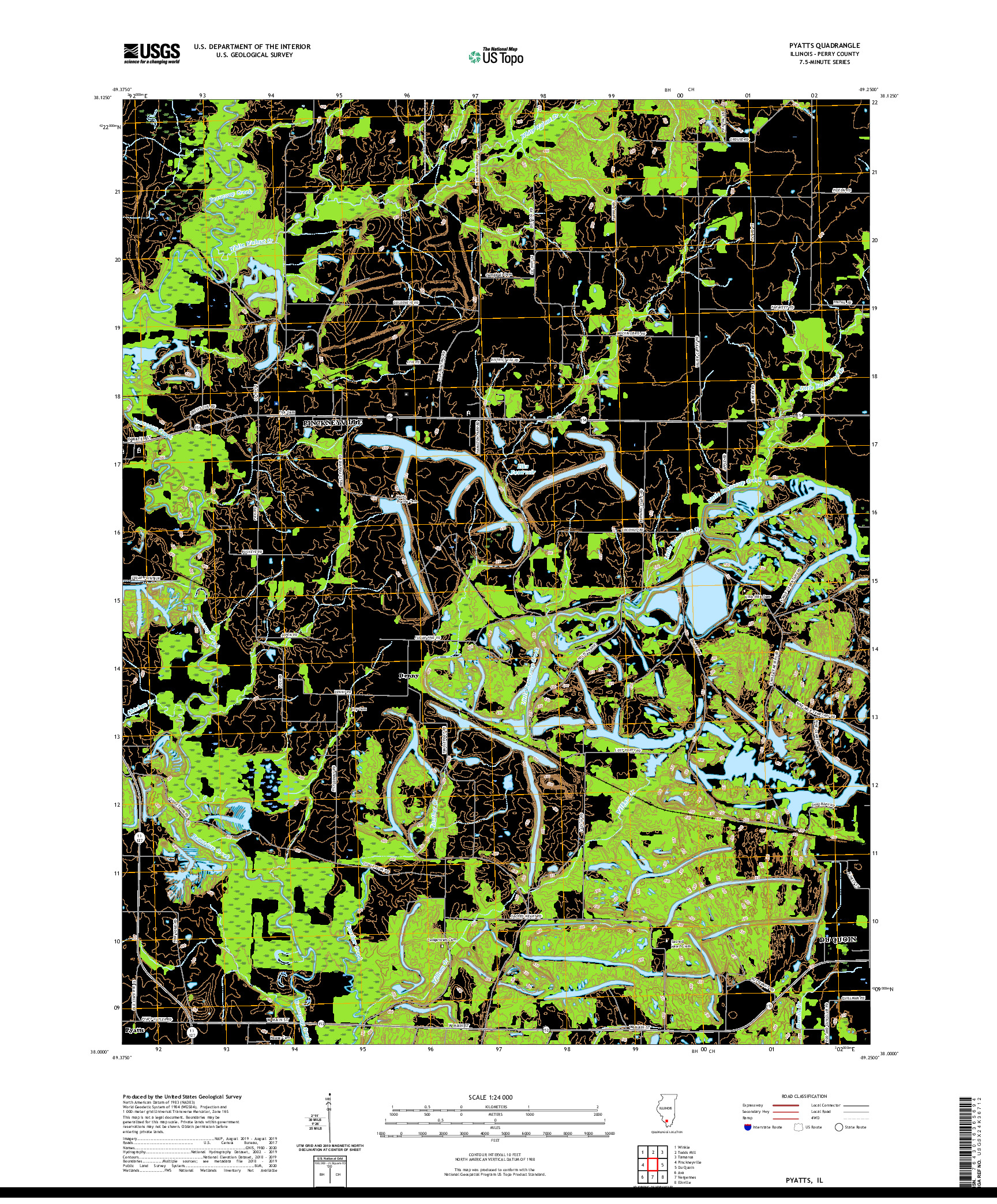 USGS US TOPO 7.5-MINUTE MAP FOR PYATTS, IL 2021