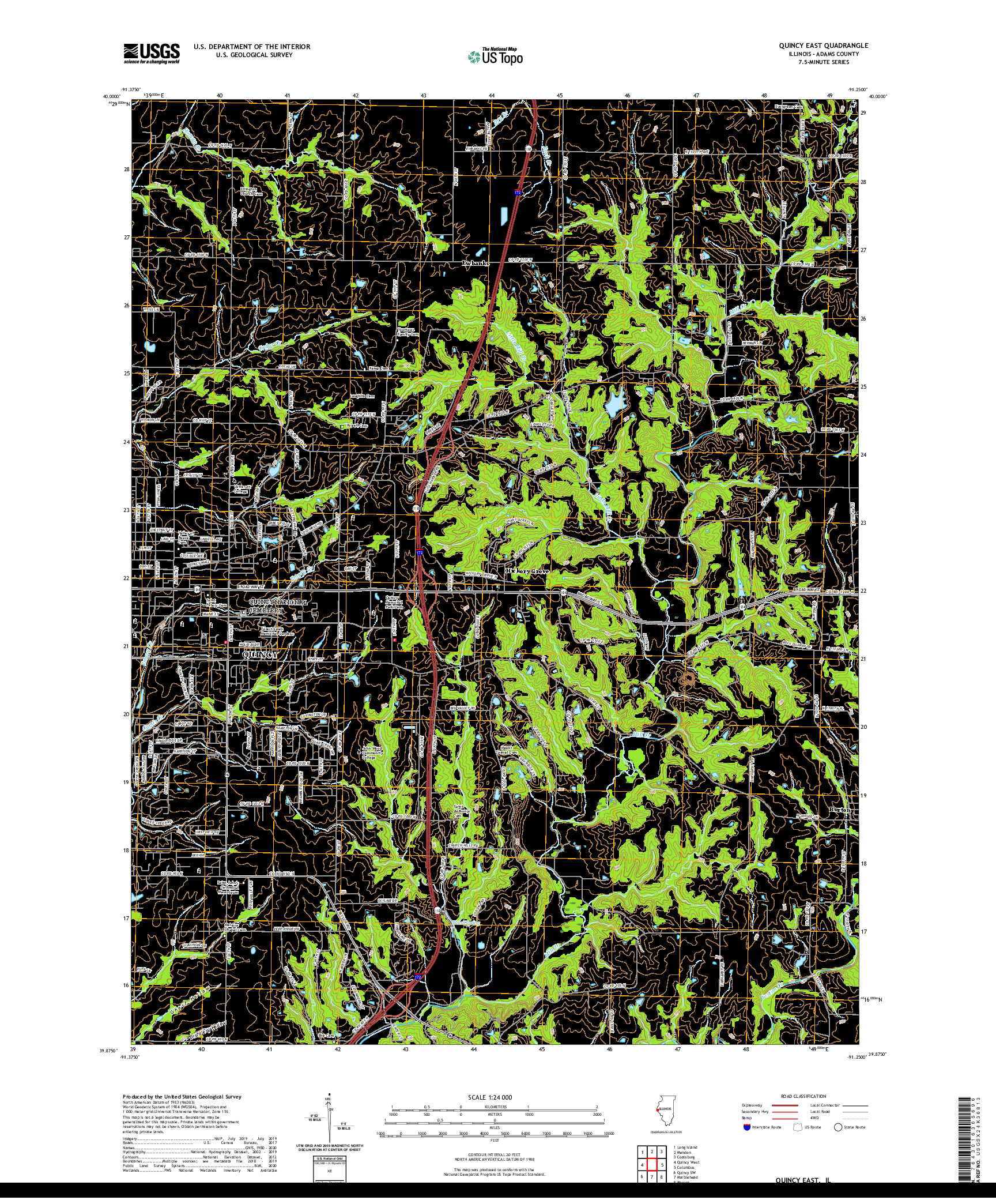 USGS US TOPO 7.5-MINUTE MAP FOR QUINCY EAST, IL 2021