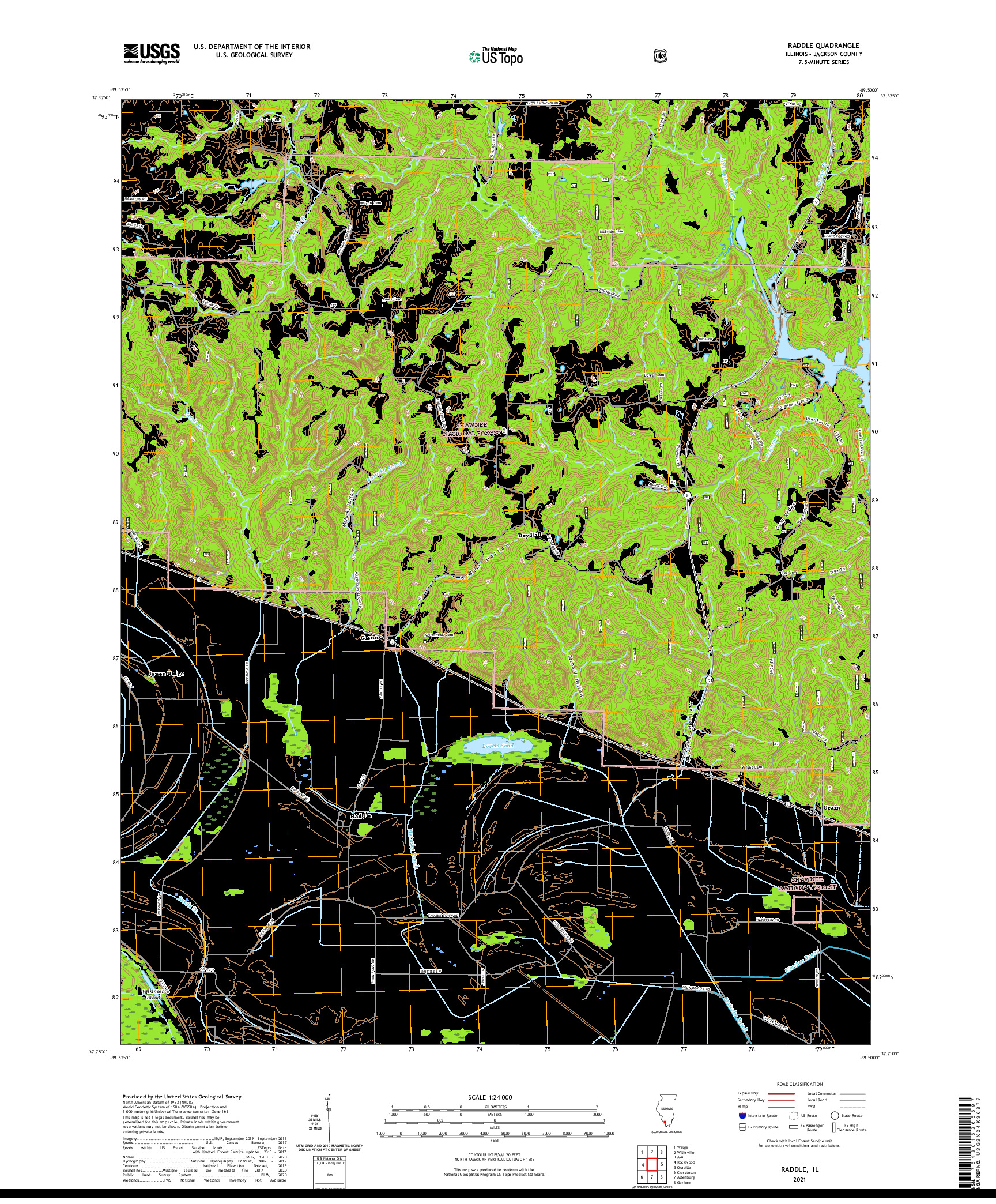 USGS US TOPO 7.5-MINUTE MAP FOR RADDLE, IL 2021