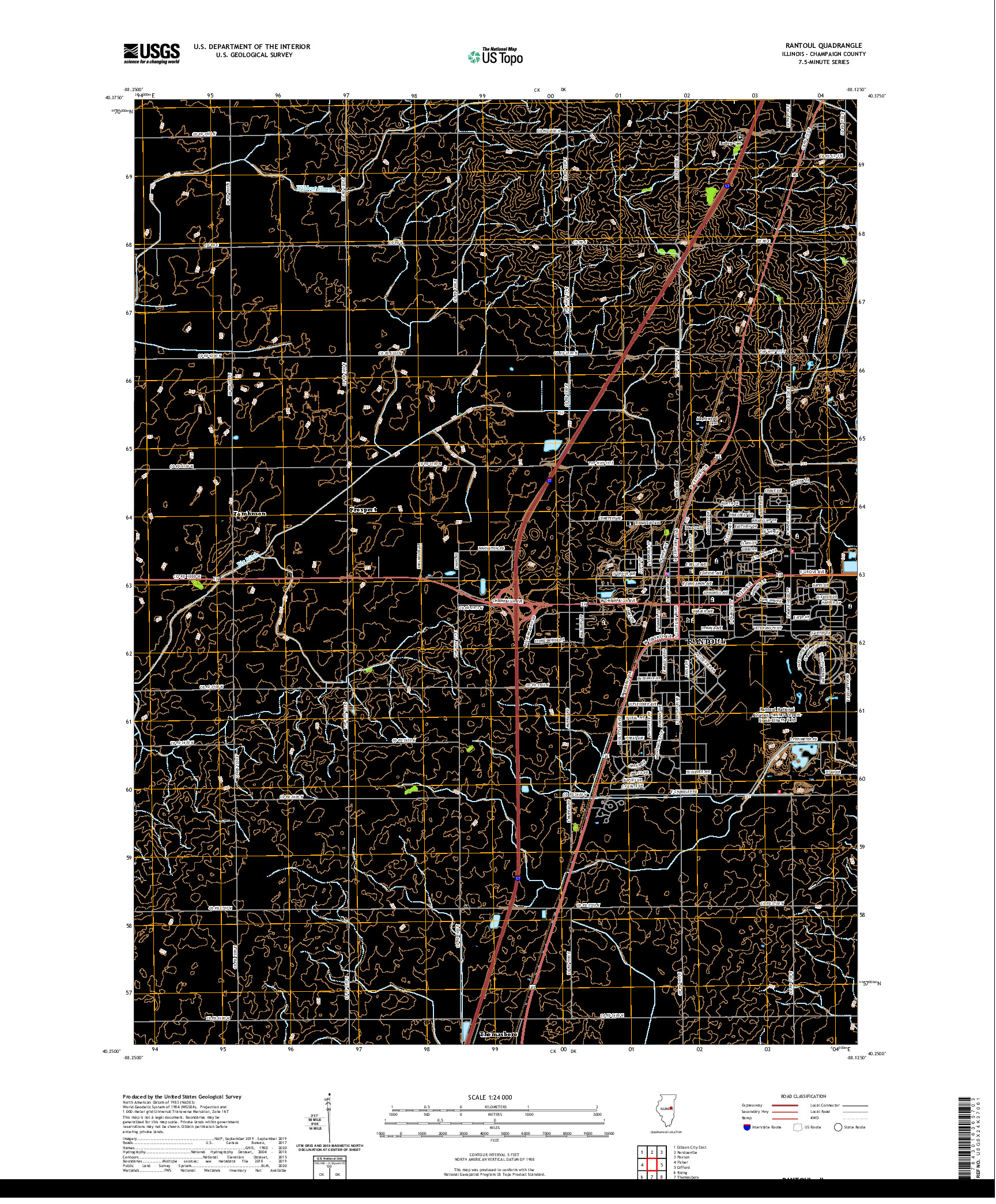 USGS US TOPO 7.5-MINUTE MAP FOR RANTOUL, IL 2021