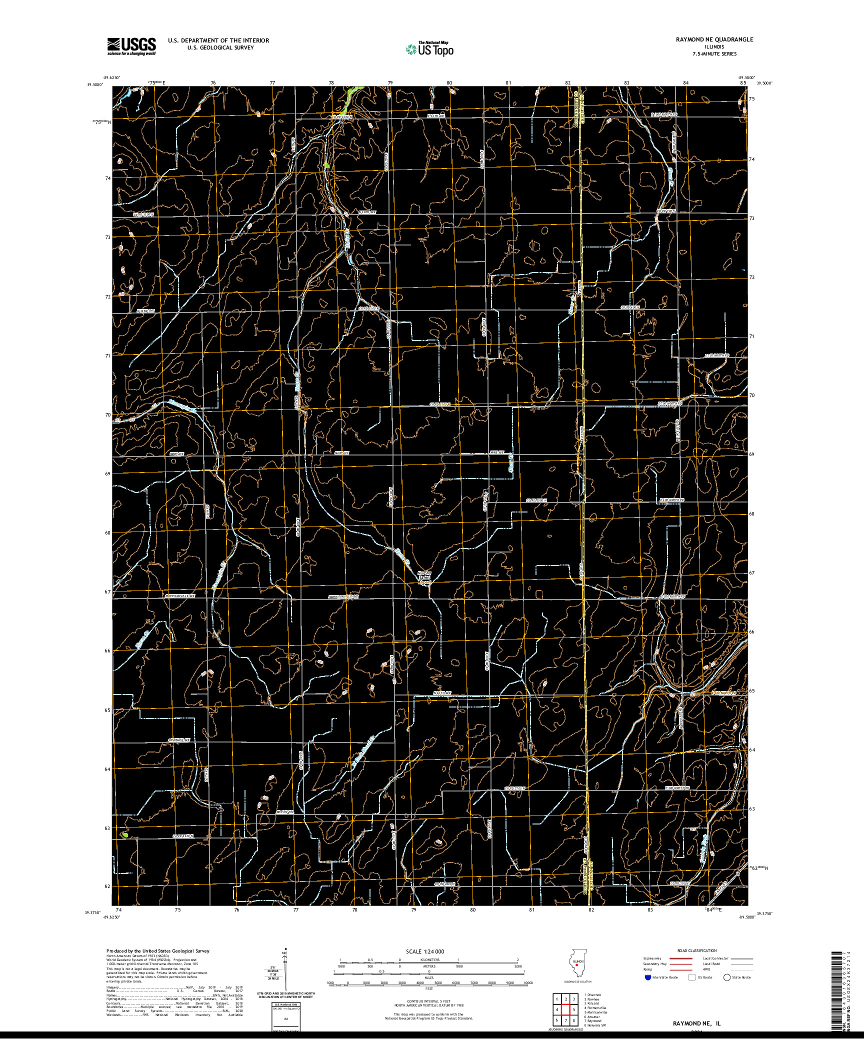 USGS US TOPO 7.5-MINUTE MAP FOR RAYMOND NE, IL 2021