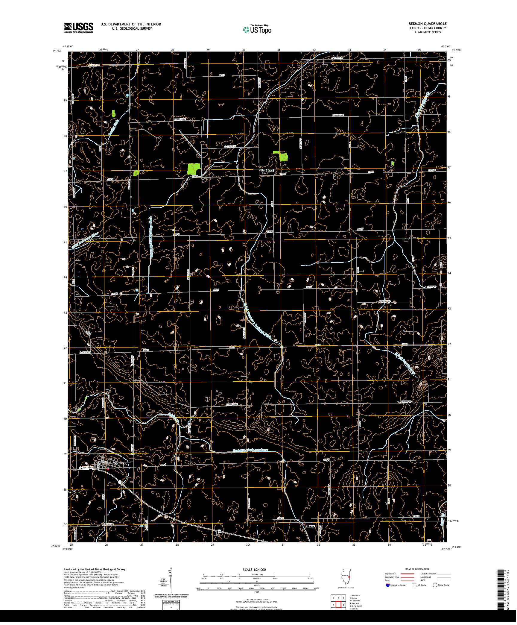 USGS US TOPO 7.5-MINUTE MAP FOR REDMON, IL 2021