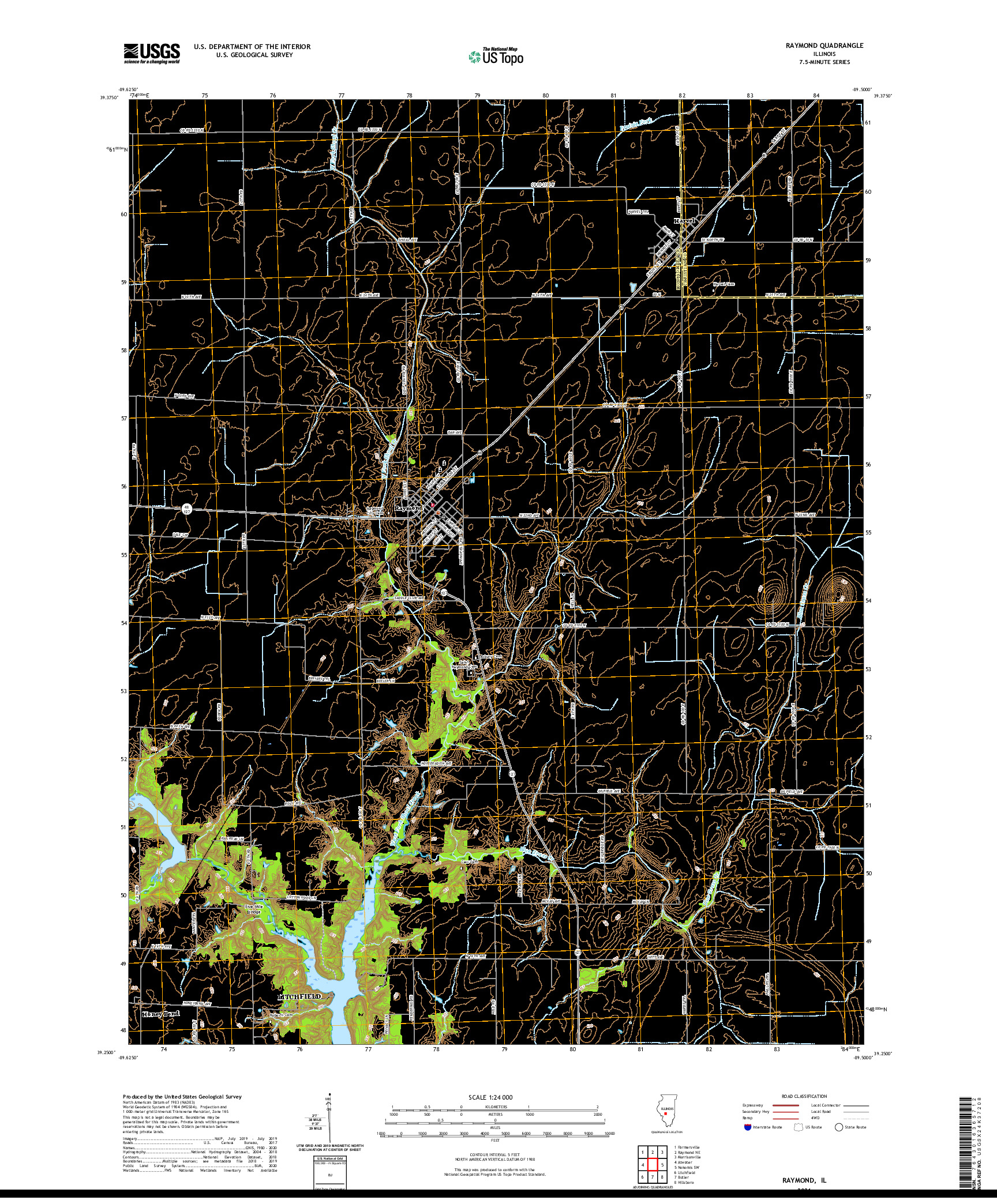 USGS US TOPO 7.5-MINUTE MAP FOR RAYMOND, IL 2021