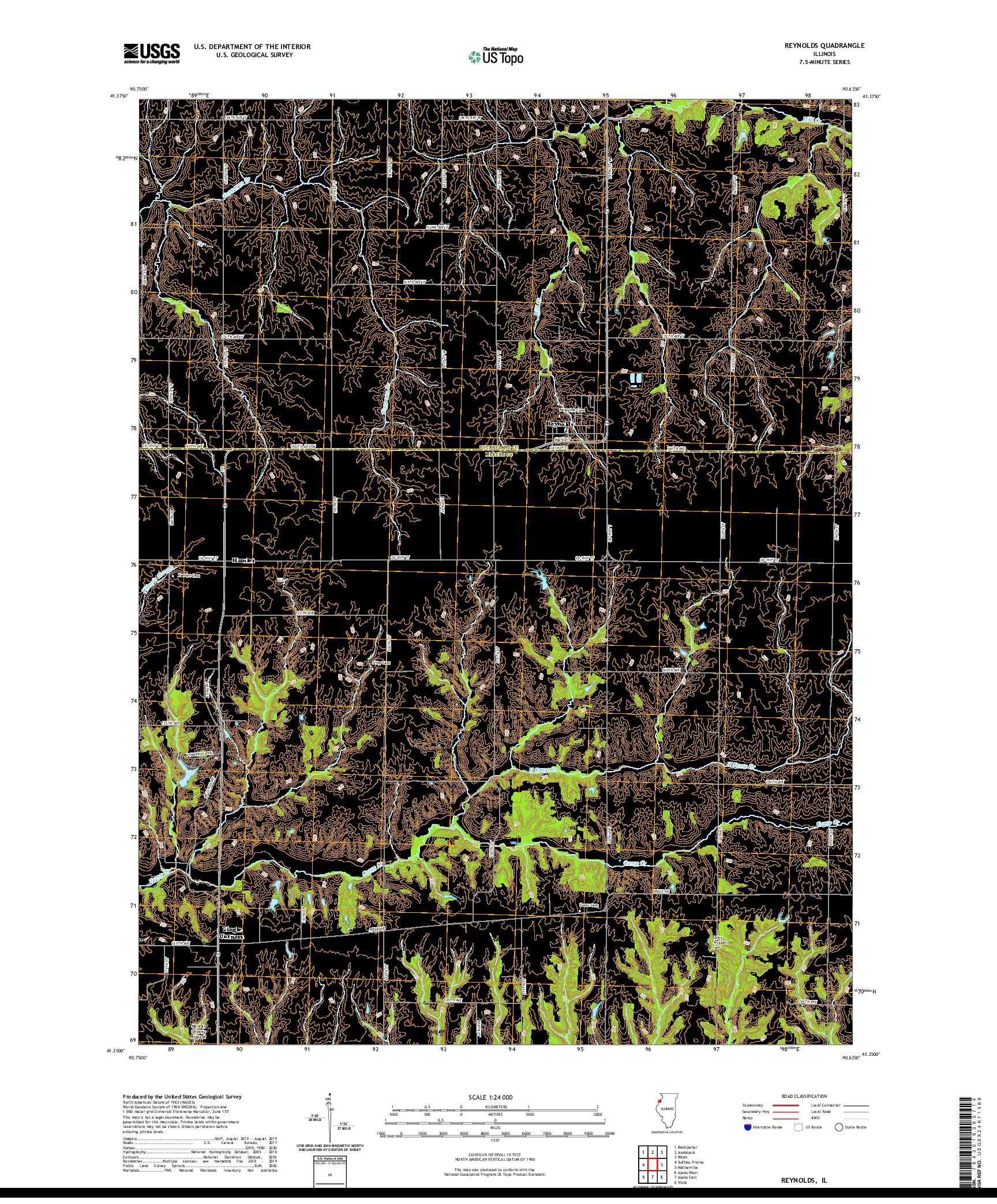 USGS US TOPO 7.5-MINUTE MAP FOR REYNOLDS, IL 2021