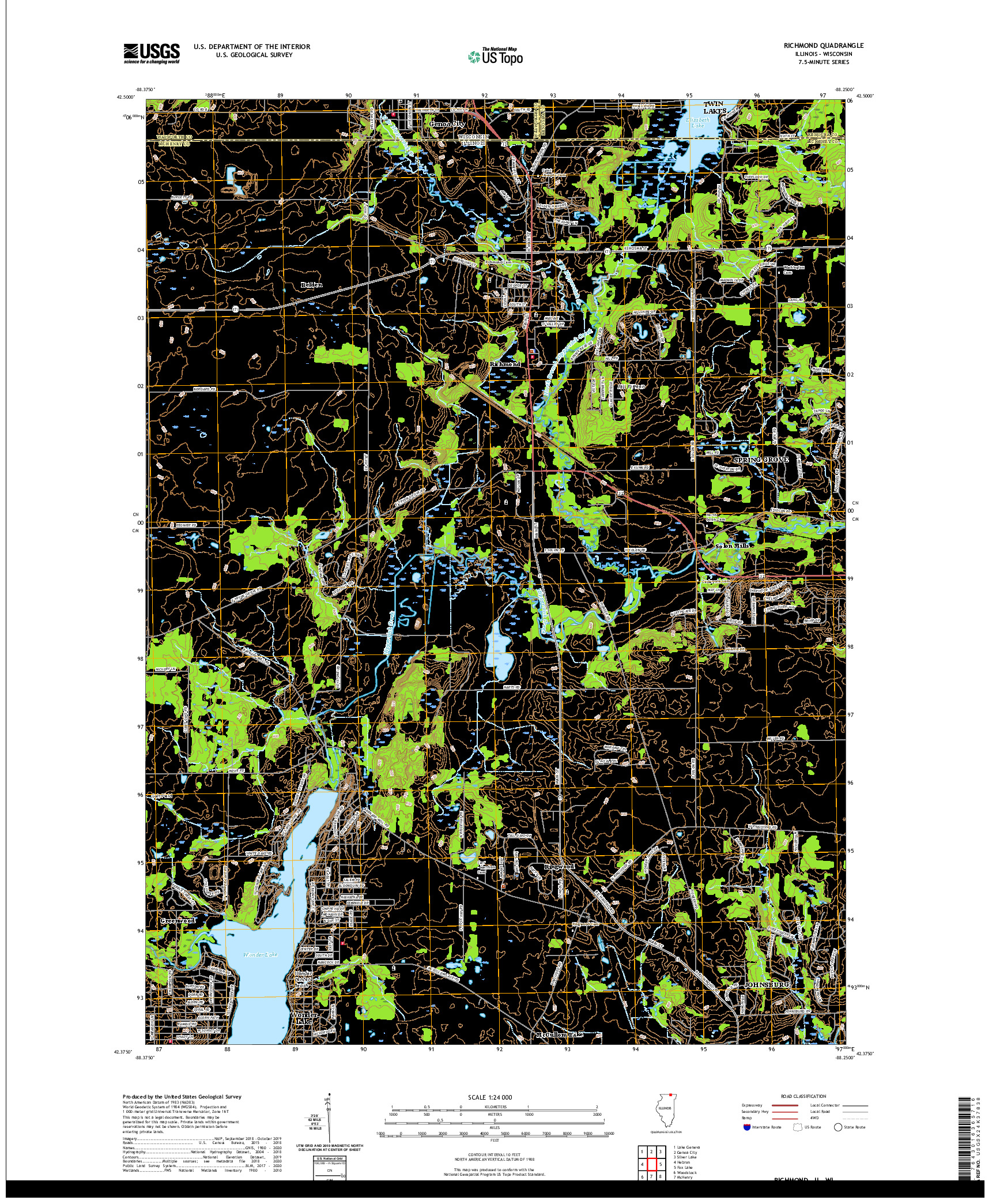 USGS US TOPO 7.5-MINUTE MAP FOR RICHMOND, IL,WI 2021