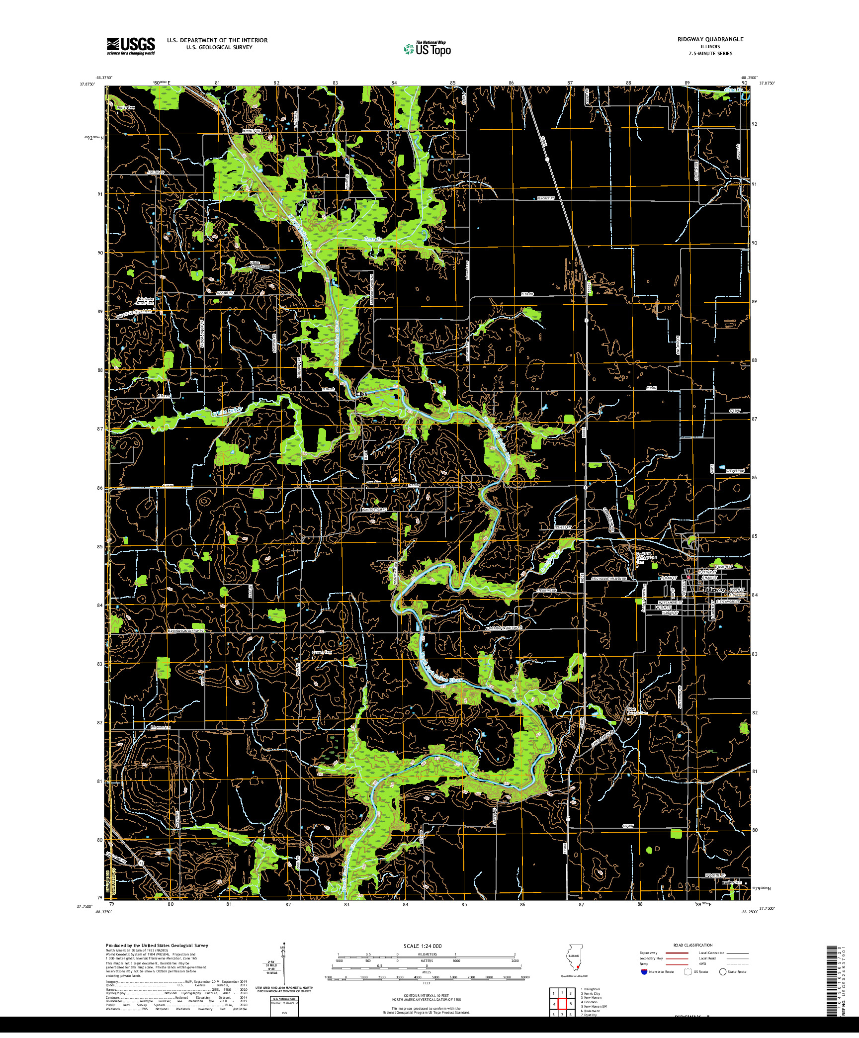 USGS US TOPO 7.5-MINUTE MAP FOR RIDGWAY, IL 2021