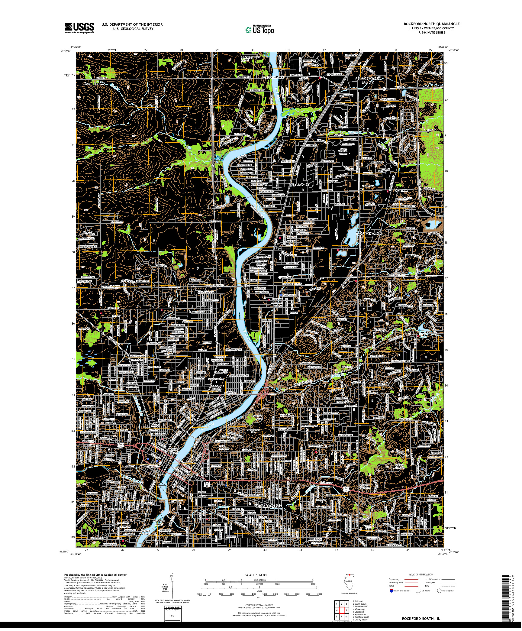 USGS US TOPO 7.5-MINUTE MAP FOR ROCKFORD NORTH, IL 2021