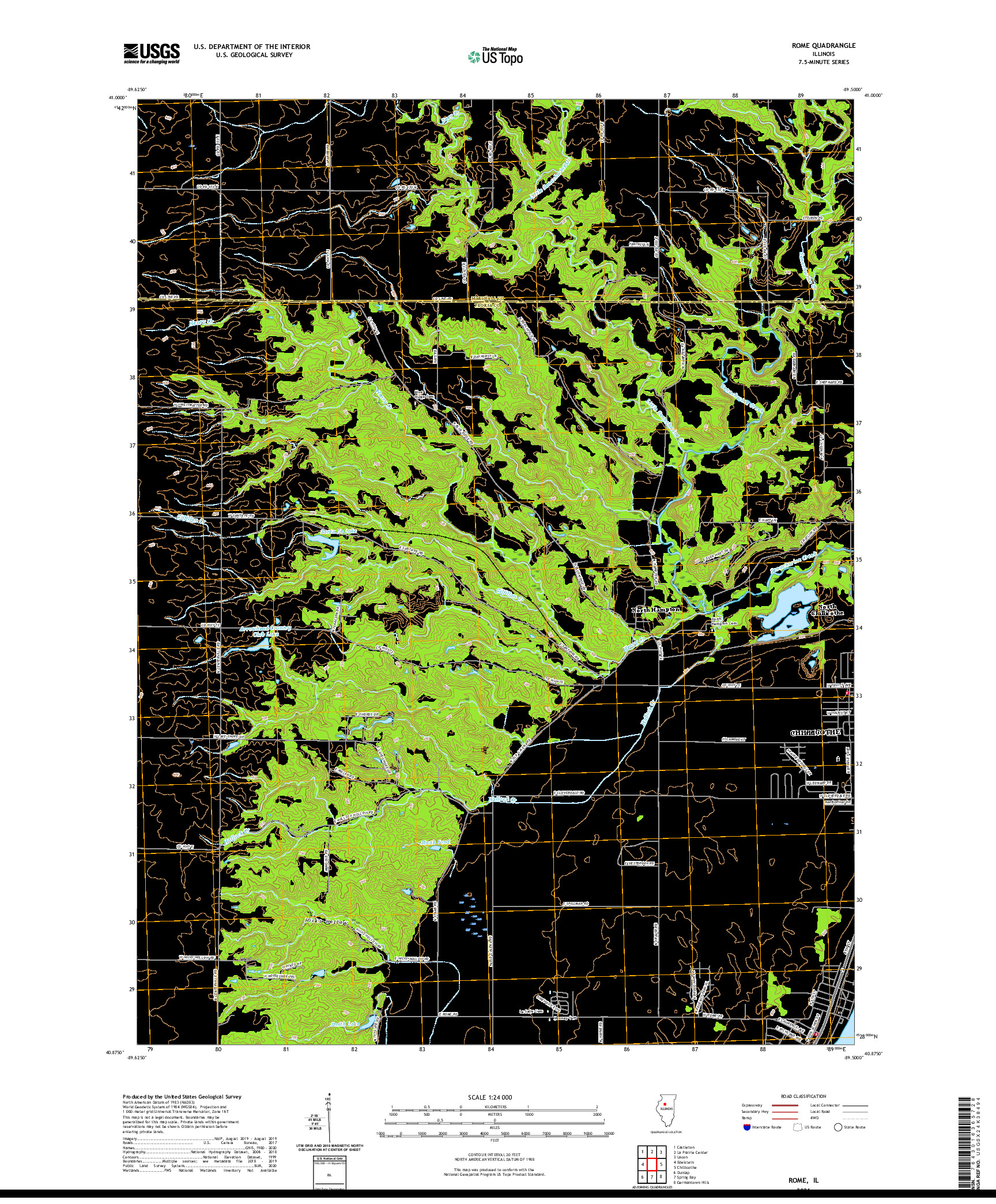 USGS US TOPO 7.5-MINUTE MAP FOR ROME, IL 2021