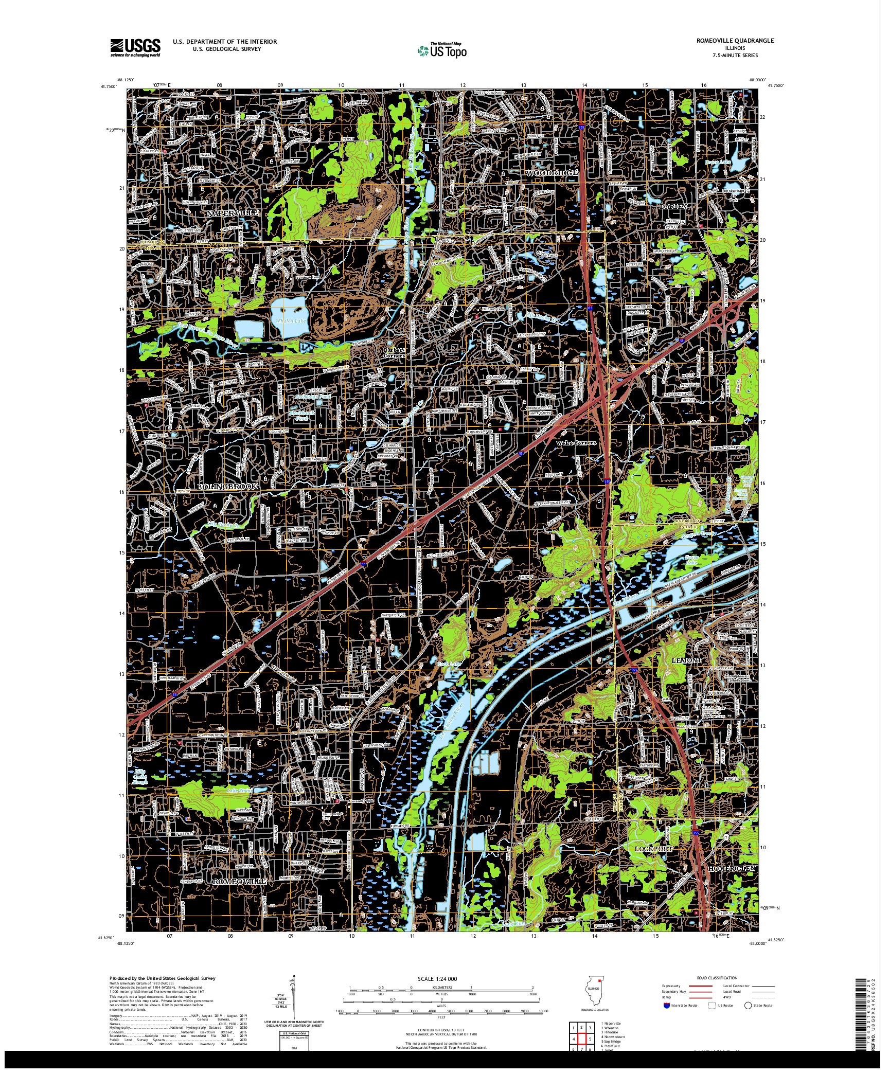 USGS US TOPO 7.5-MINUTE MAP FOR ROMEOVILLE, IL 2021