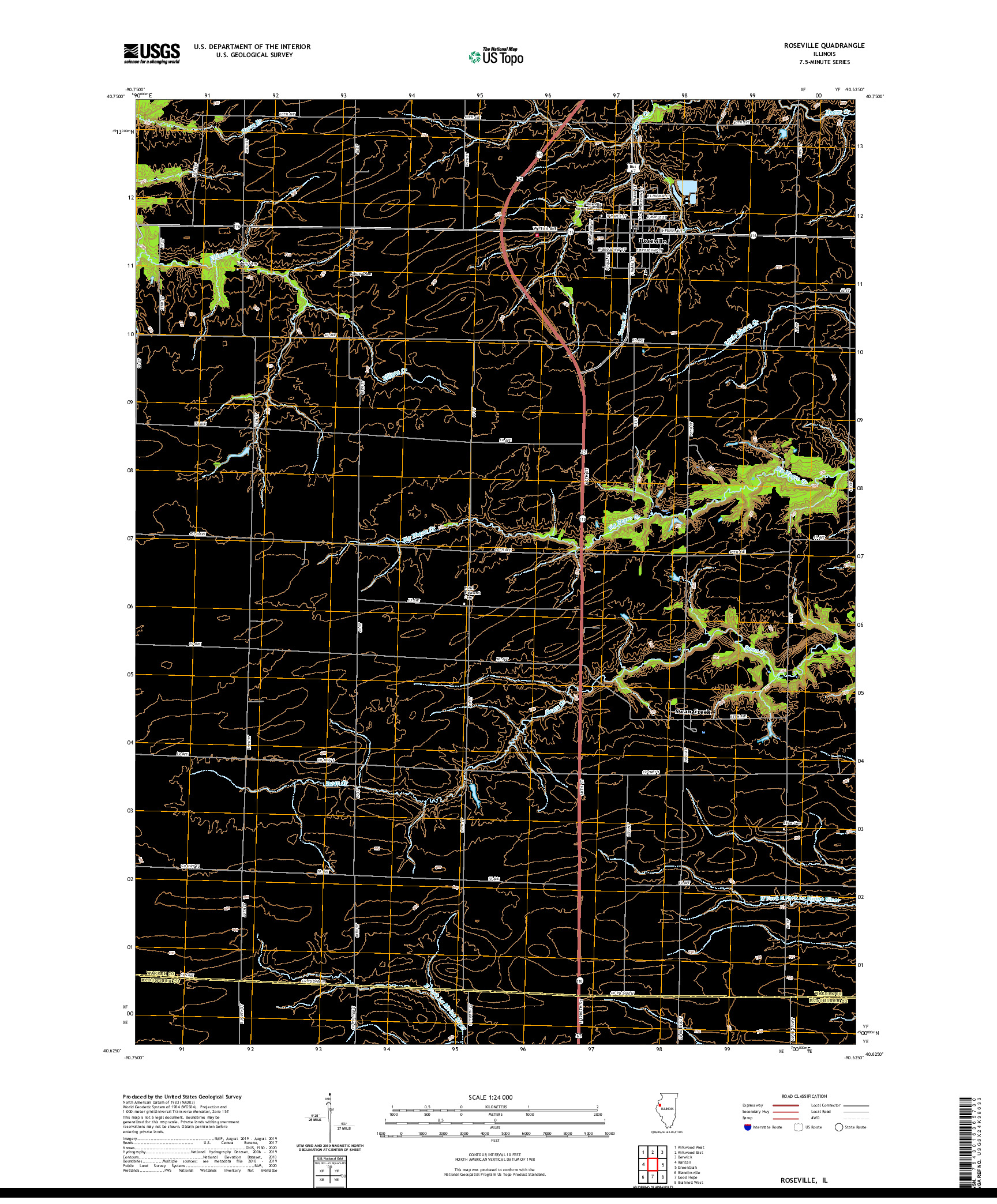 USGS US TOPO 7.5-MINUTE MAP FOR ROSEVILLE, IL 2021