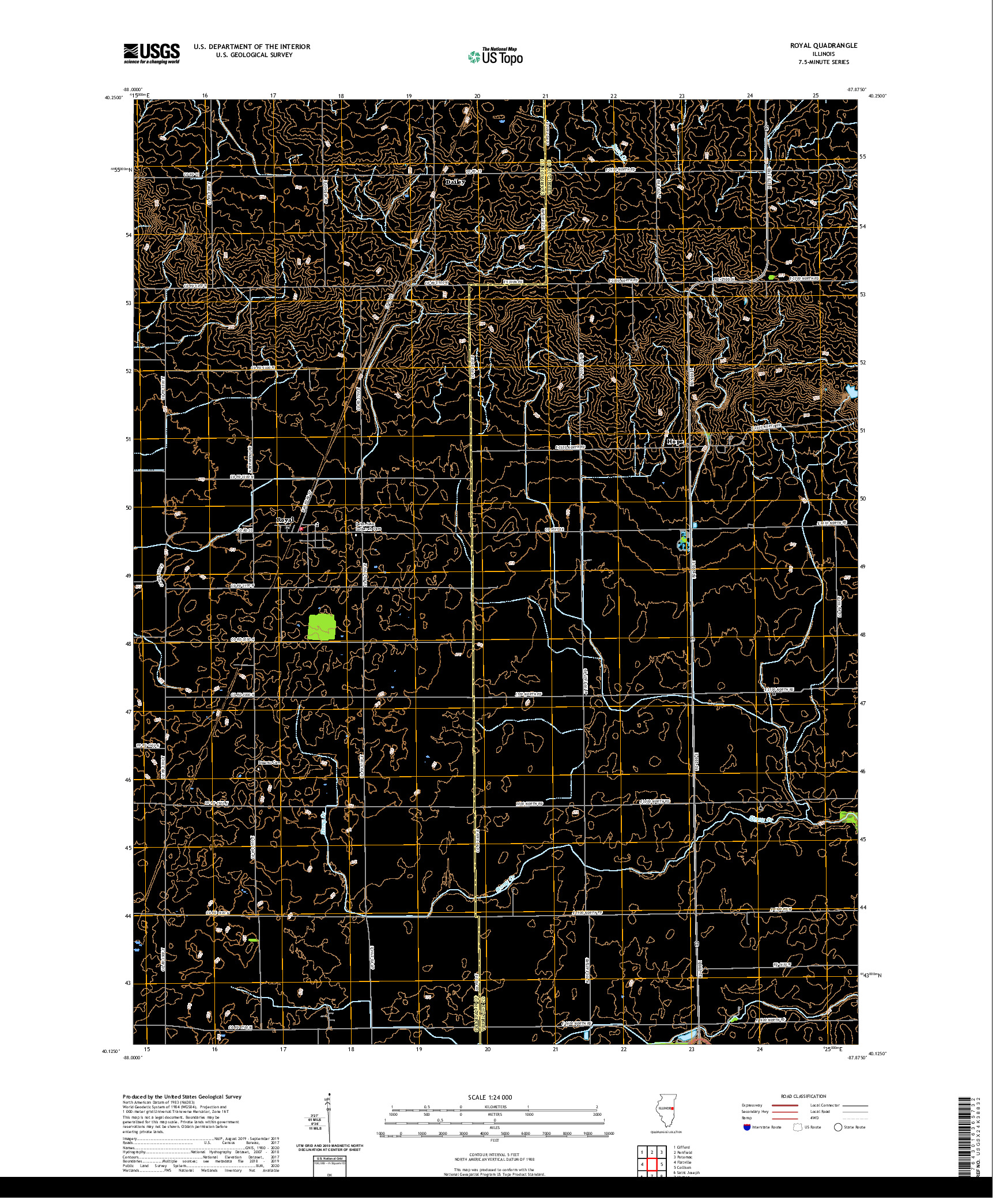 USGS US TOPO 7.5-MINUTE MAP FOR ROYAL, IL 2021