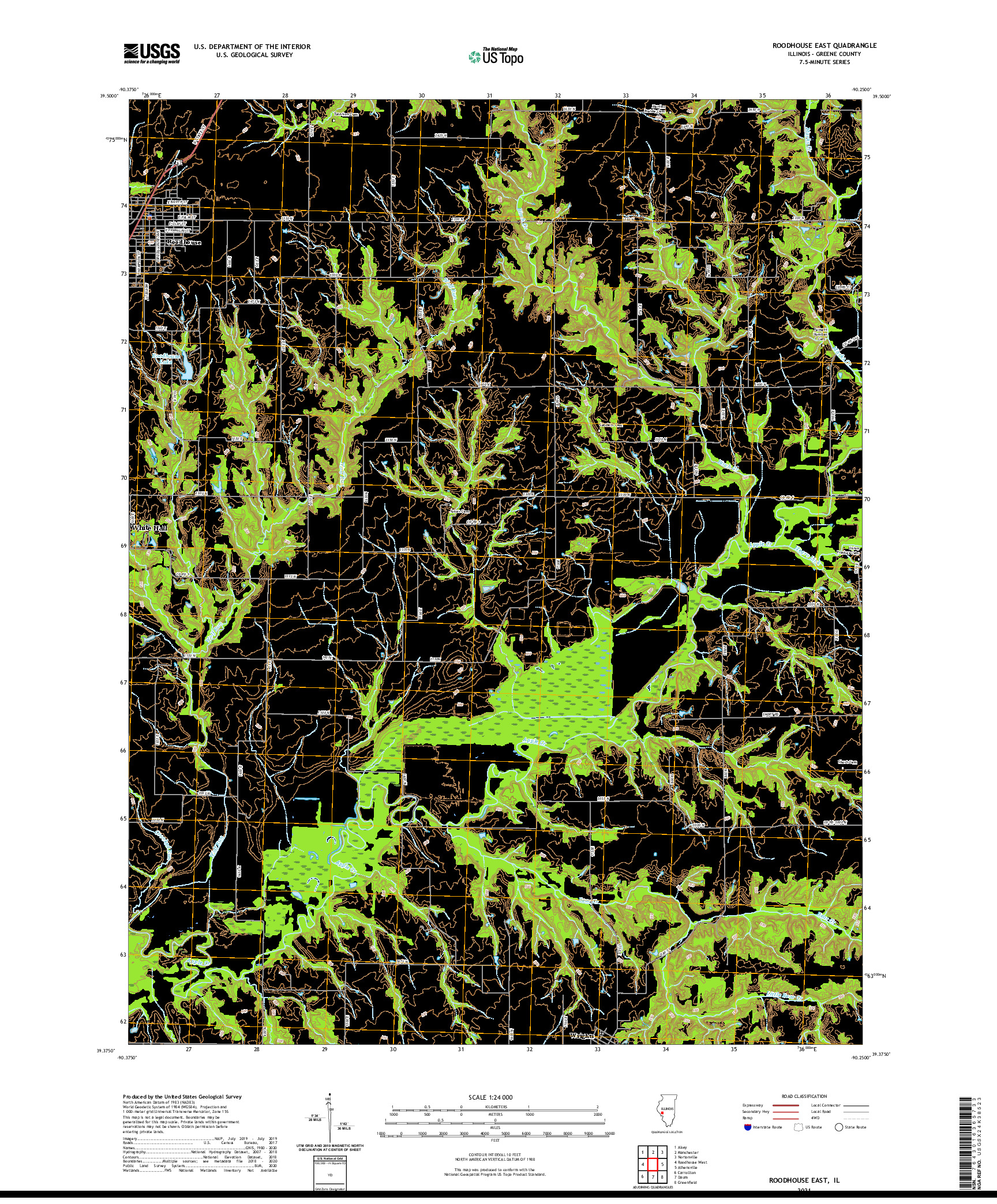 USGS US TOPO 7.5-MINUTE MAP FOR ROODHOUSE EAST, IL 2021