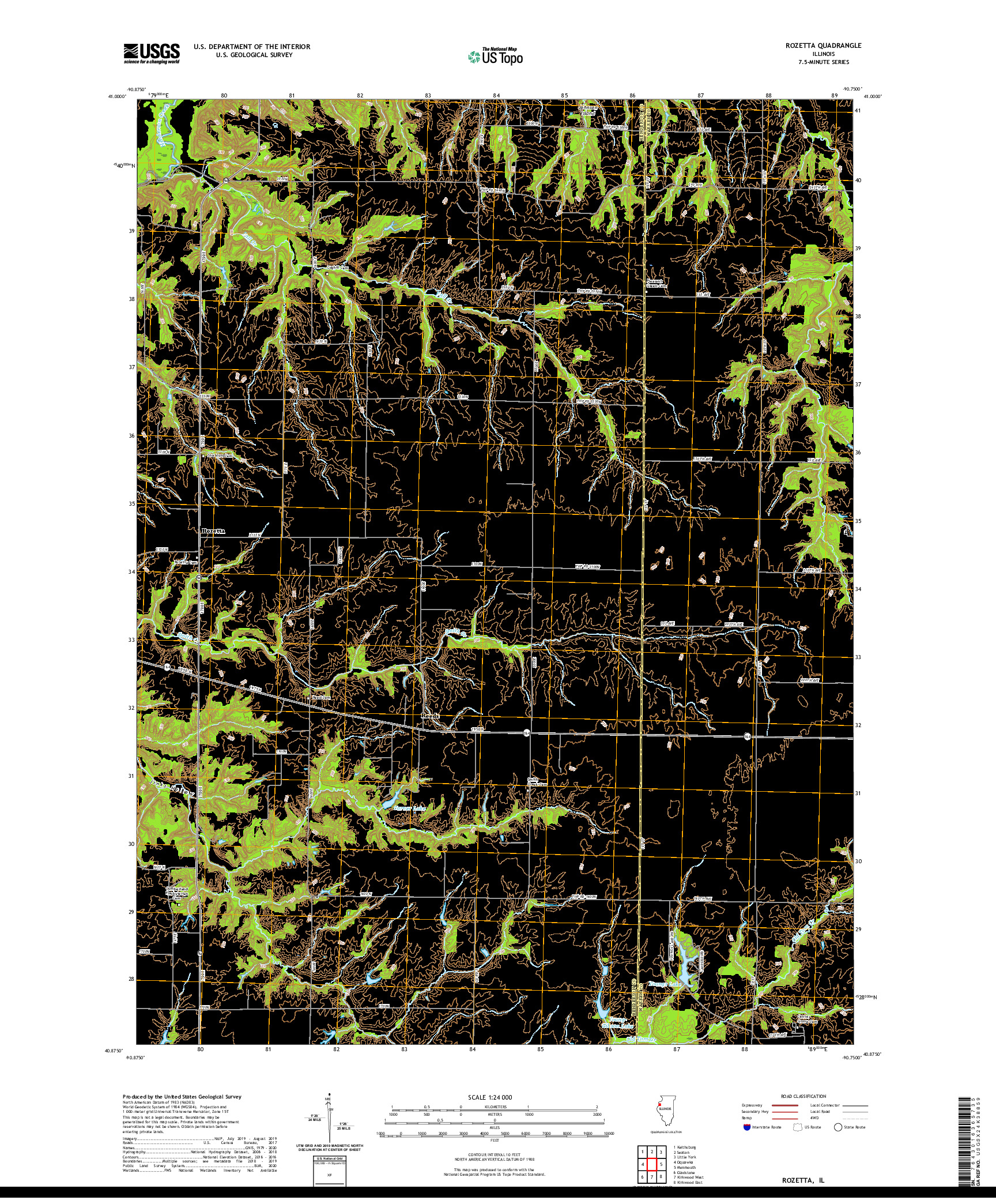 USGS US TOPO 7.5-MINUTE MAP FOR ROZETTA, IL 2021