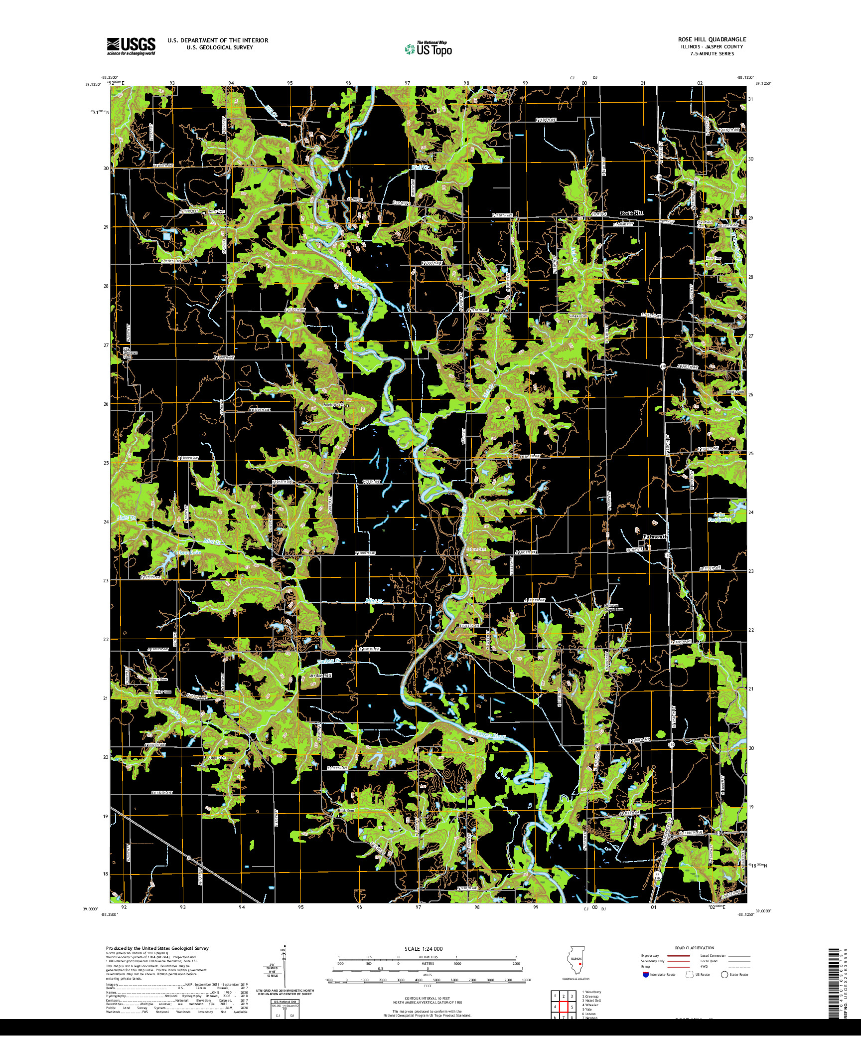 USGS US TOPO 7.5-MINUTE MAP FOR ROSE HILL, IL 2021