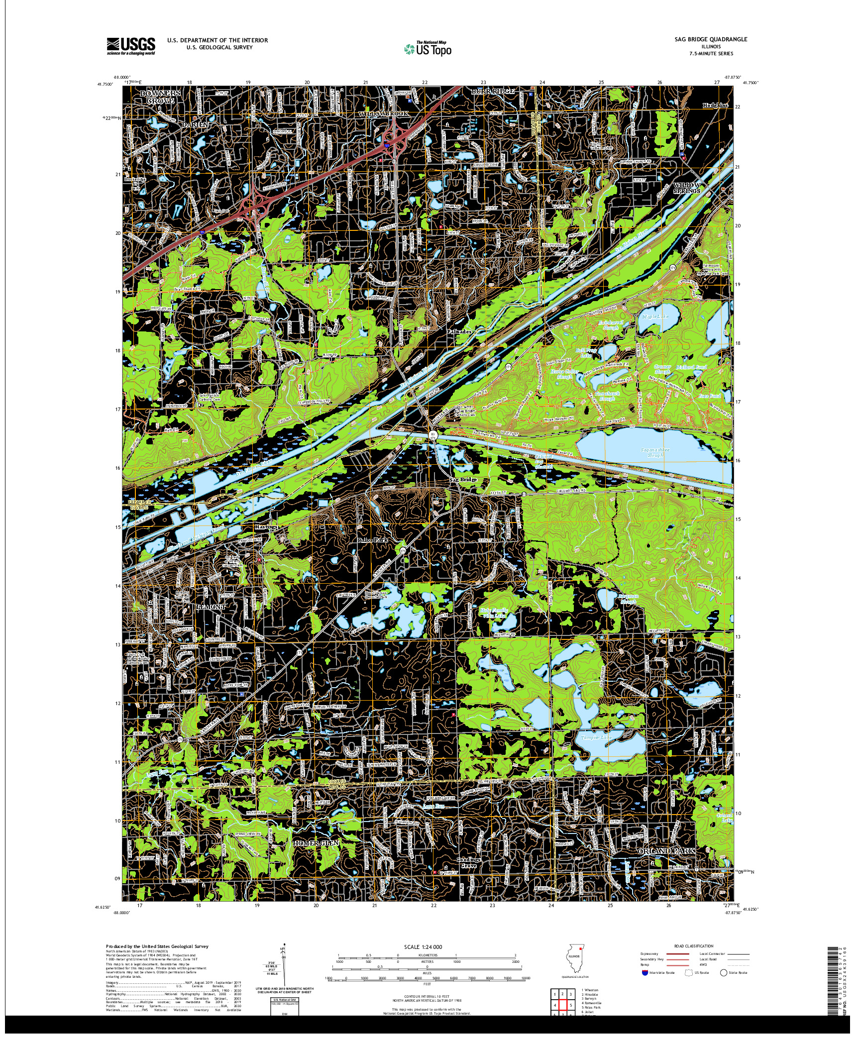 USGS US TOPO 7.5-MINUTE MAP FOR SAG BRIDGE, IL 2021