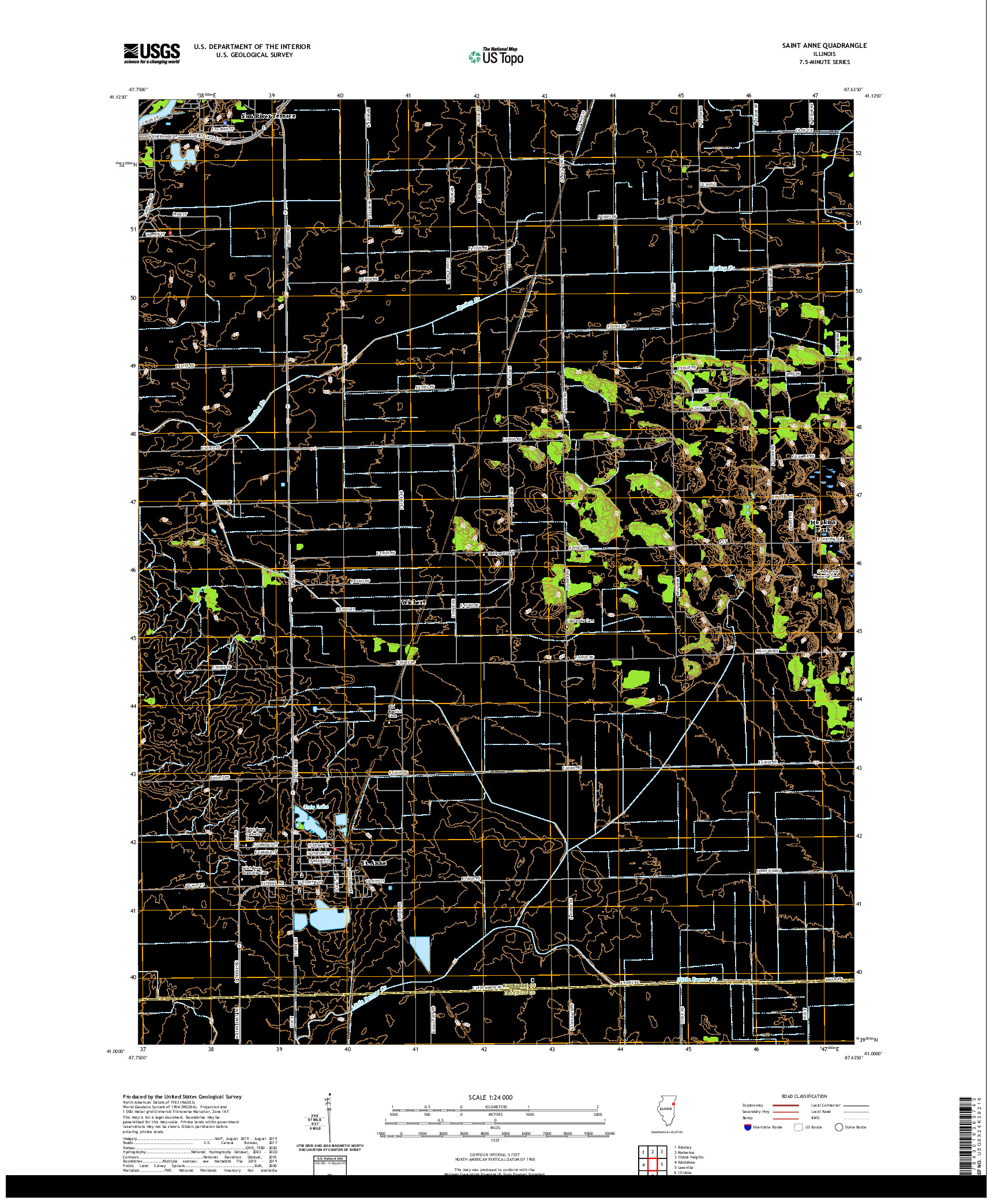 USGS US TOPO 7.5-MINUTE MAP FOR SAINT ANNE, IL 2021