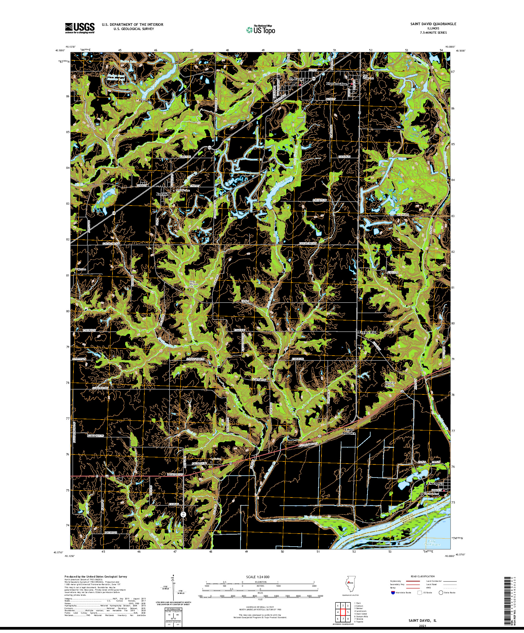 USGS US TOPO 7.5-MINUTE MAP FOR SAINT DAVID, IL 2021