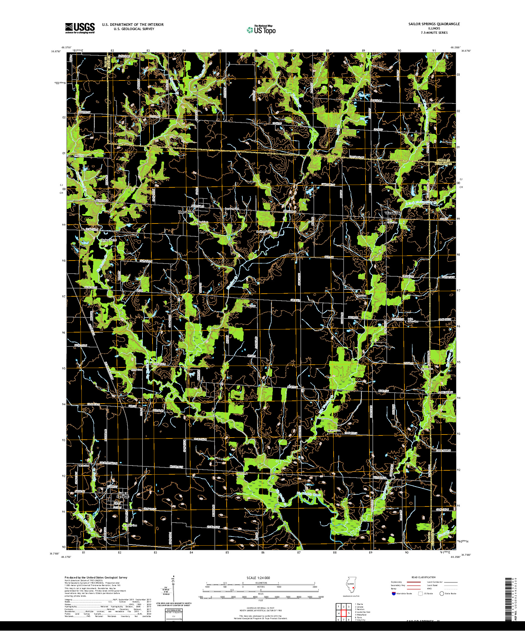 USGS US TOPO 7.5-MINUTE MAP FOR SAILOR SPRINGS, IL 2021