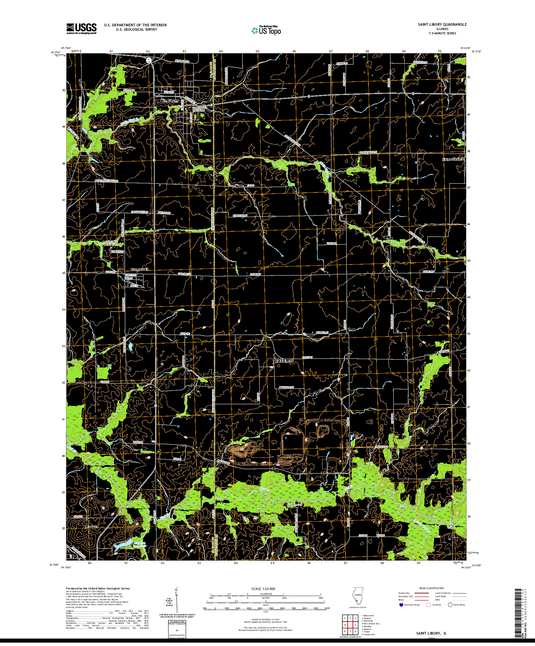 USGS US TOPO 7.5-MINUTE MAP FOR SAINT LIBORY, IL 2021
