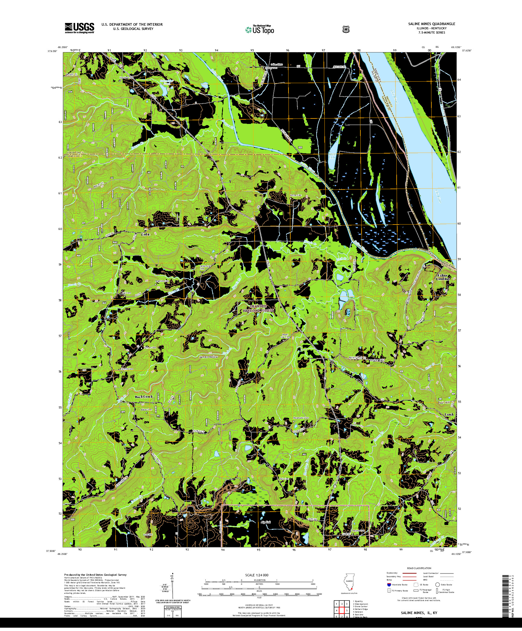 USGS US TOPO 7.5-MINUTE MAP FOR SALINE MINES, IL,KY 2021