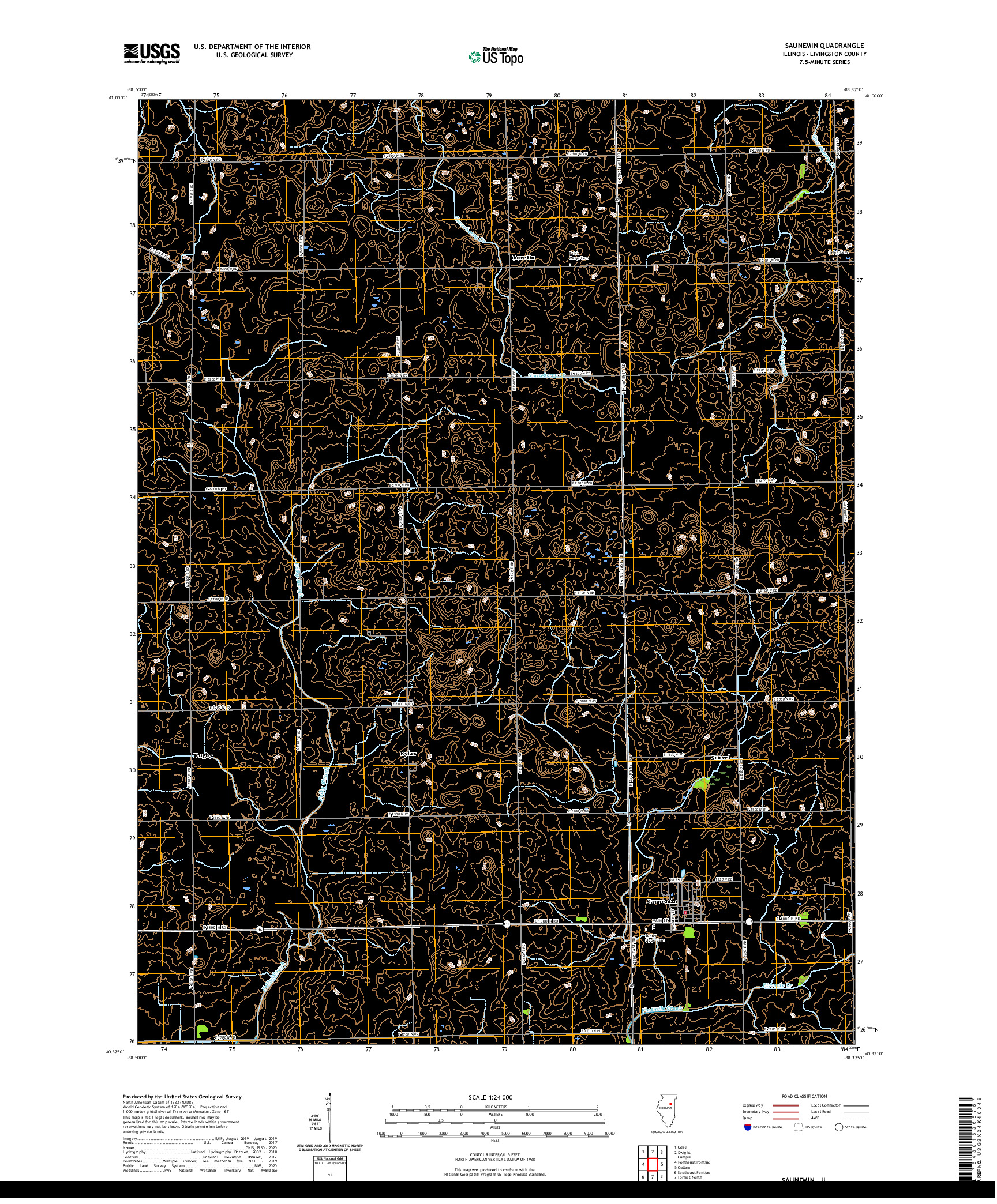 USGS US TOPO 7.5-MINUTE MAP FOR SAUNEMIN, IL 2021