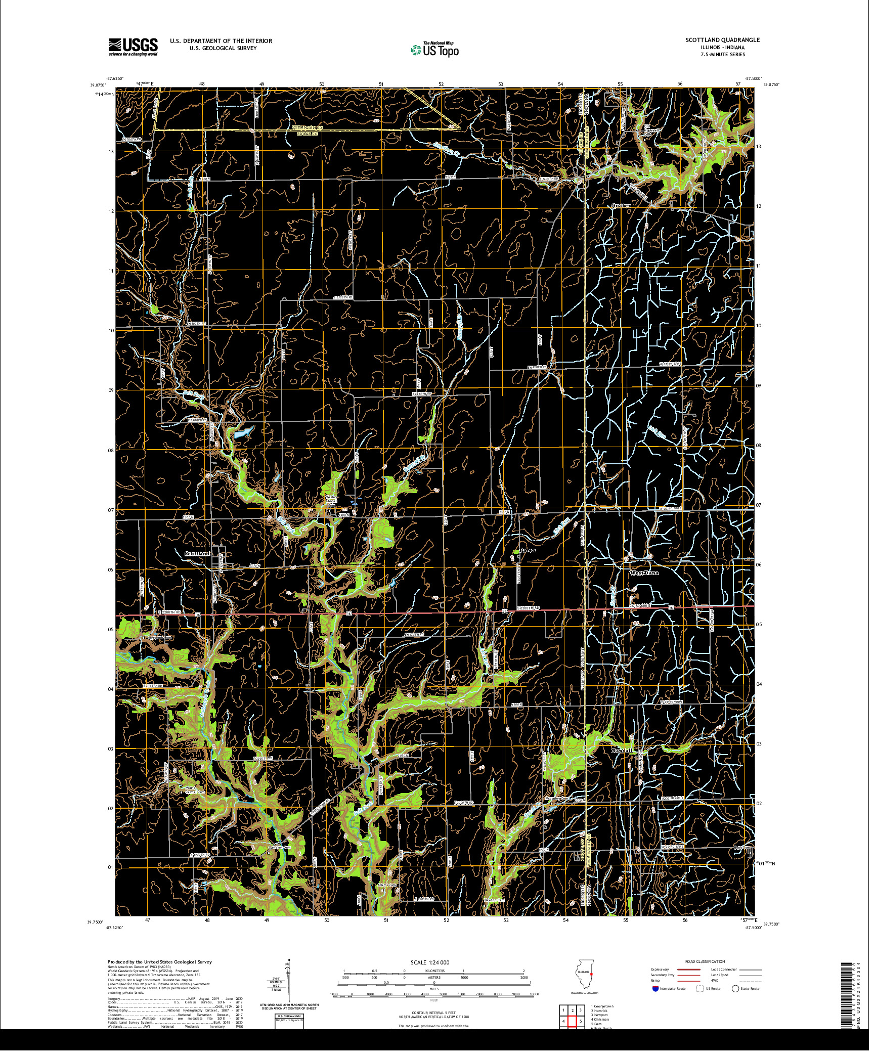 USGS US TOPO 7.5-MINUTE MAP FOR SCOTTLAND, IL,IN 2021
